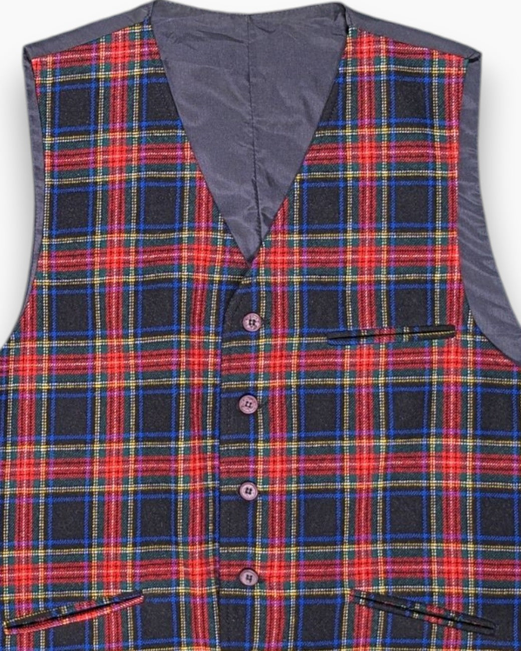 Front-detail-1 Vintage 90s/2000s Unknown Waistcoat (Vest) – Checkered Tartan