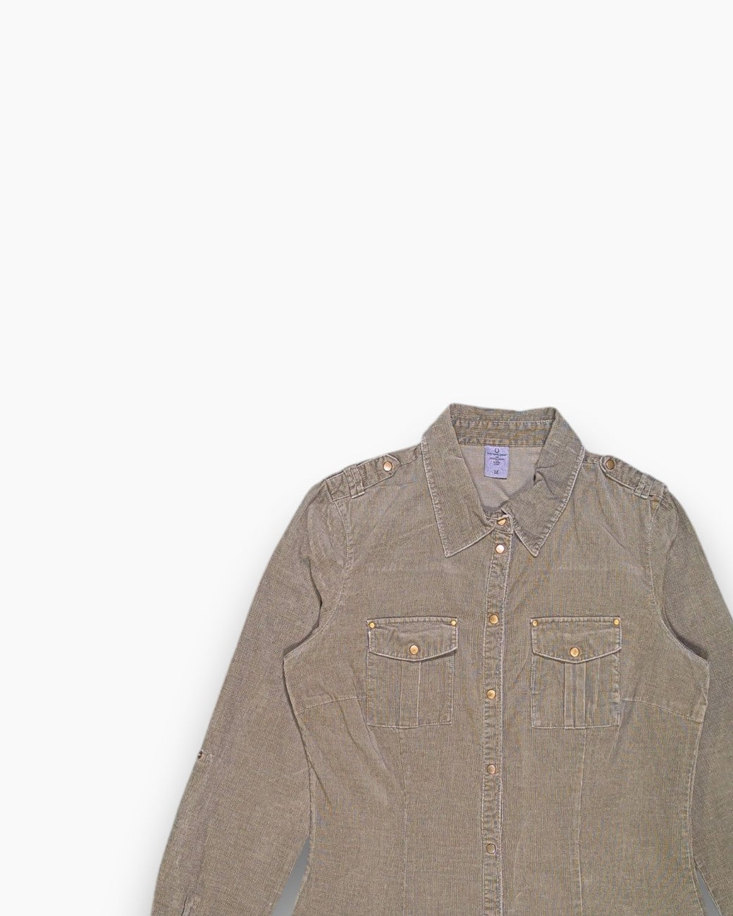 Front-detail-1 Pre-owned VERO MODA Corduroy Shirt – Brown Workwear