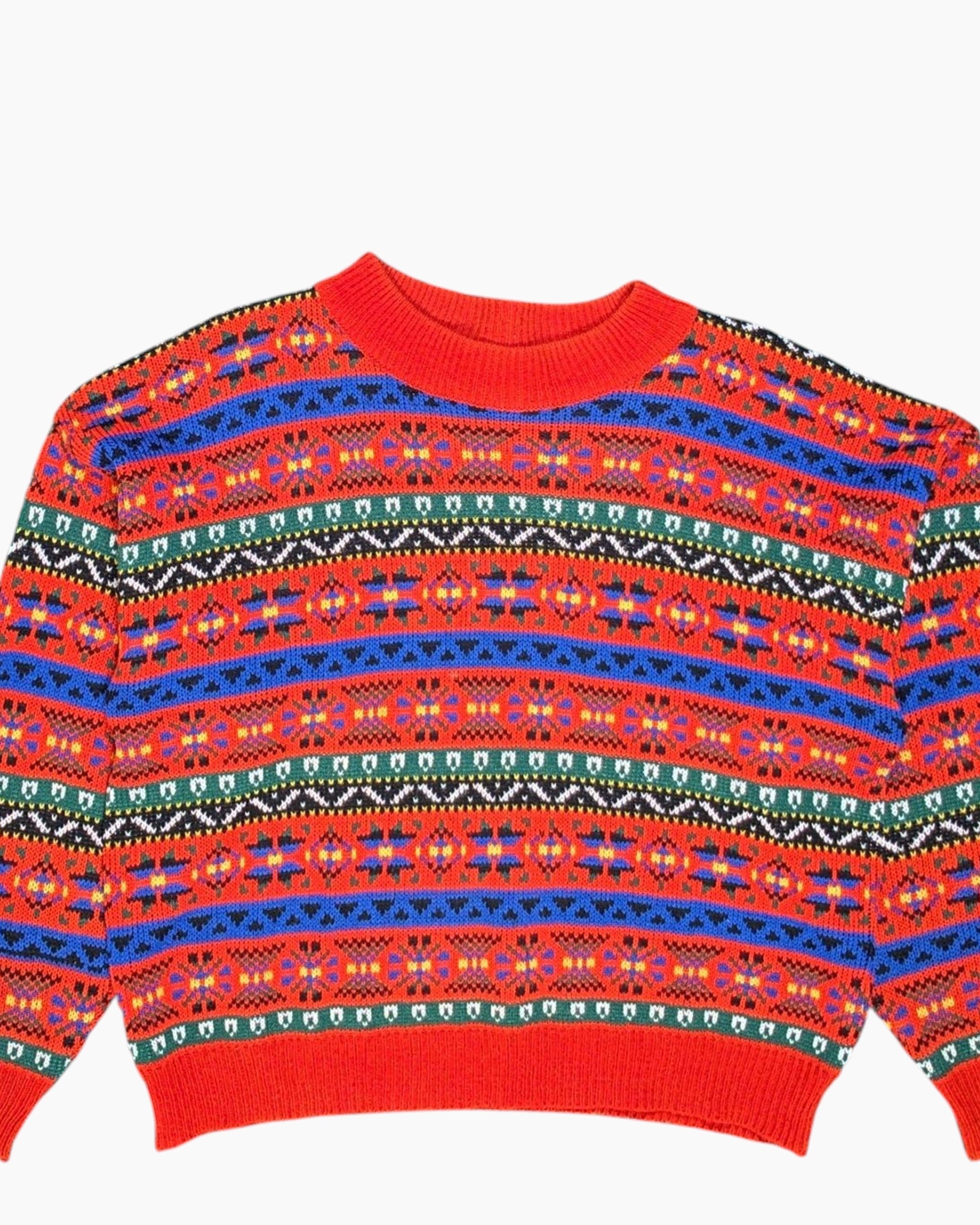 Front-detail-1 Vintage 80s/90s voilà Pullover Sweater – Multicolor Fair Isle
