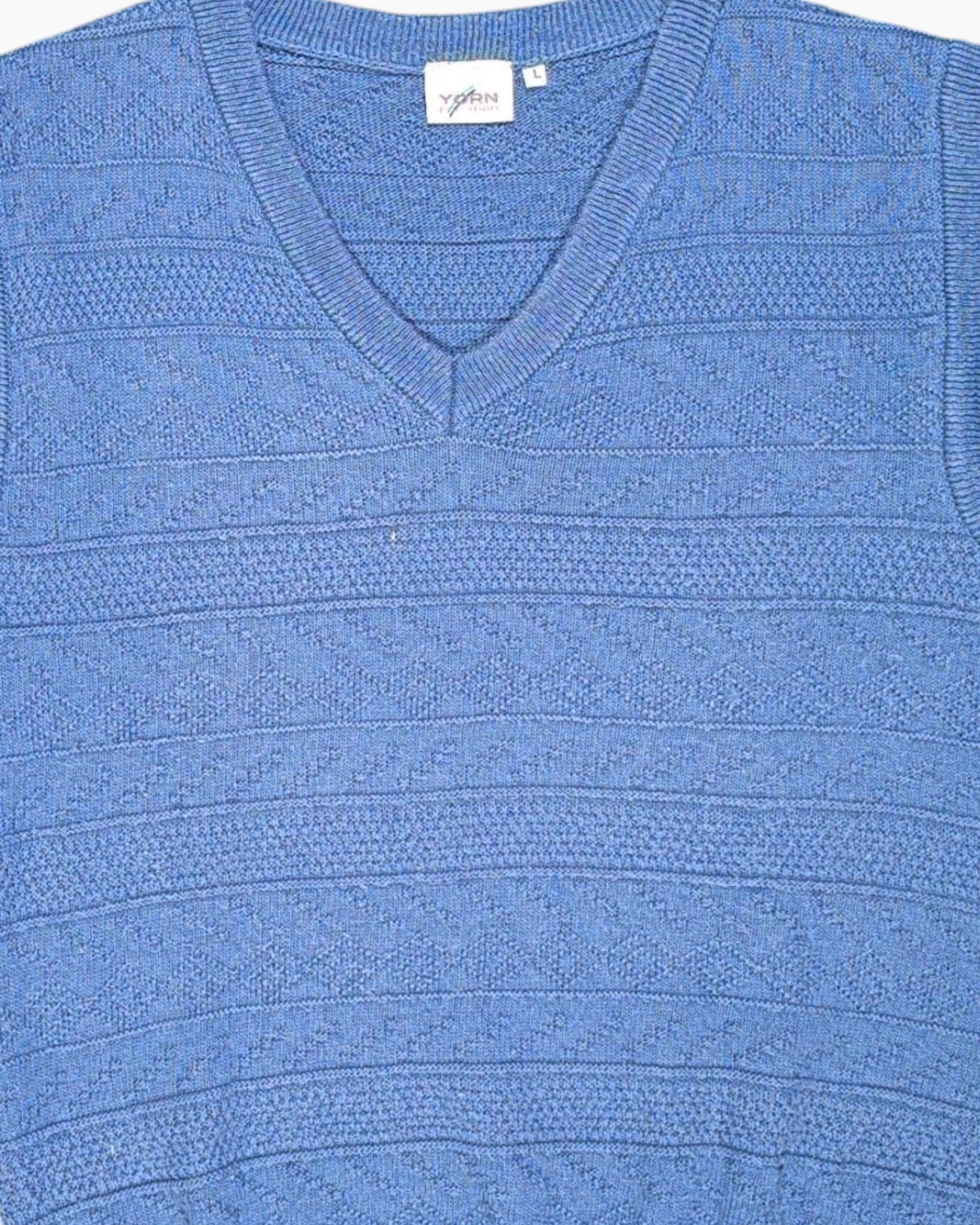 Front-detail-1 Vintage Y2K YORN for men Sweater Vest – Blue Cable Knit