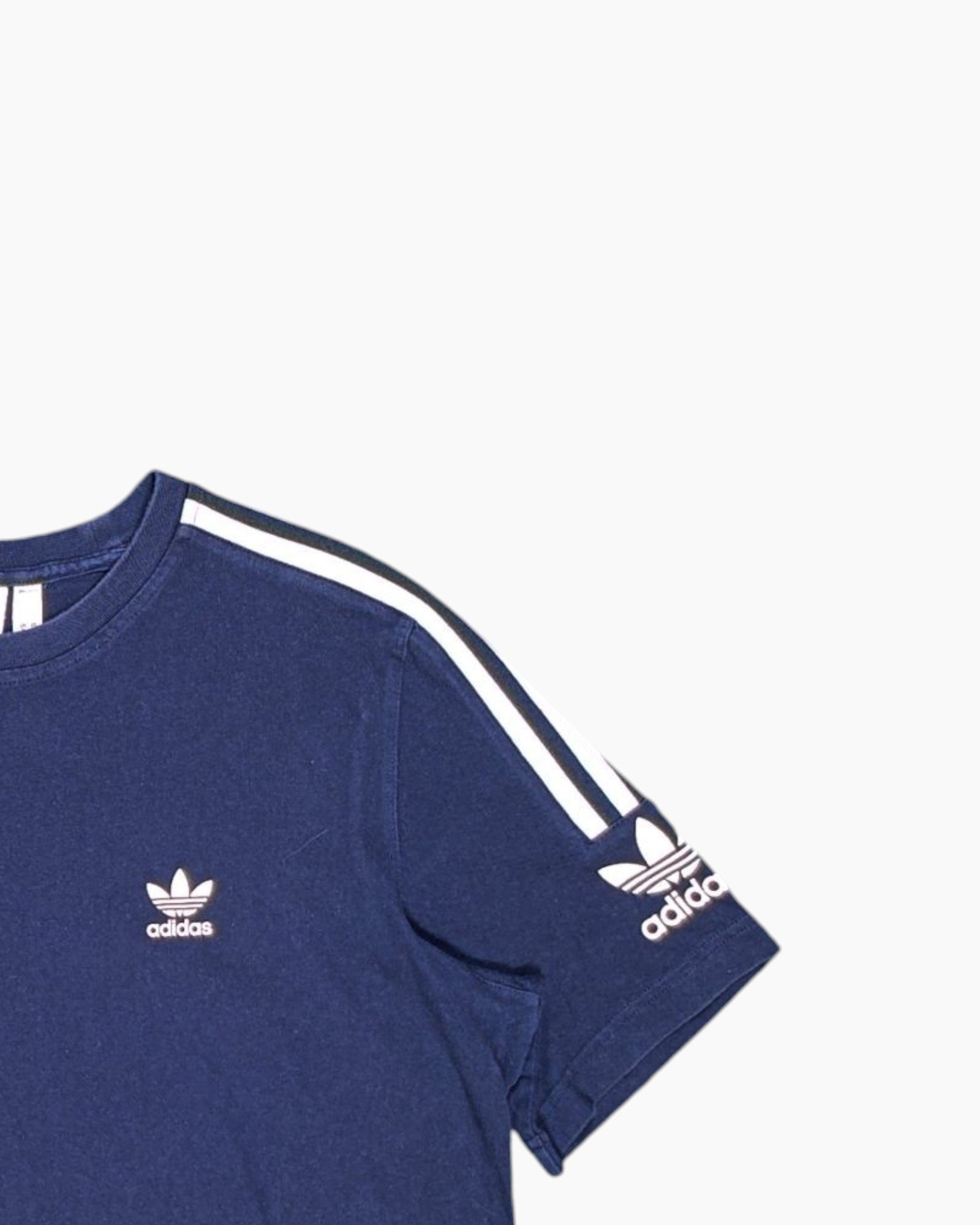 Front-detail-2 Pre-owned adidas Graphic T-Shirt – Navy with Chest Logo