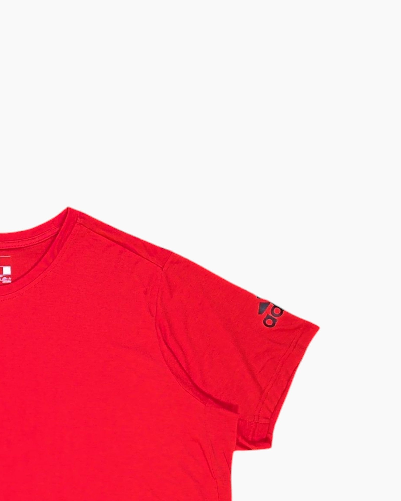 Front-detail-2 Pre-owned adidas Graphic T-Shirt – Red with Sleeve Logo