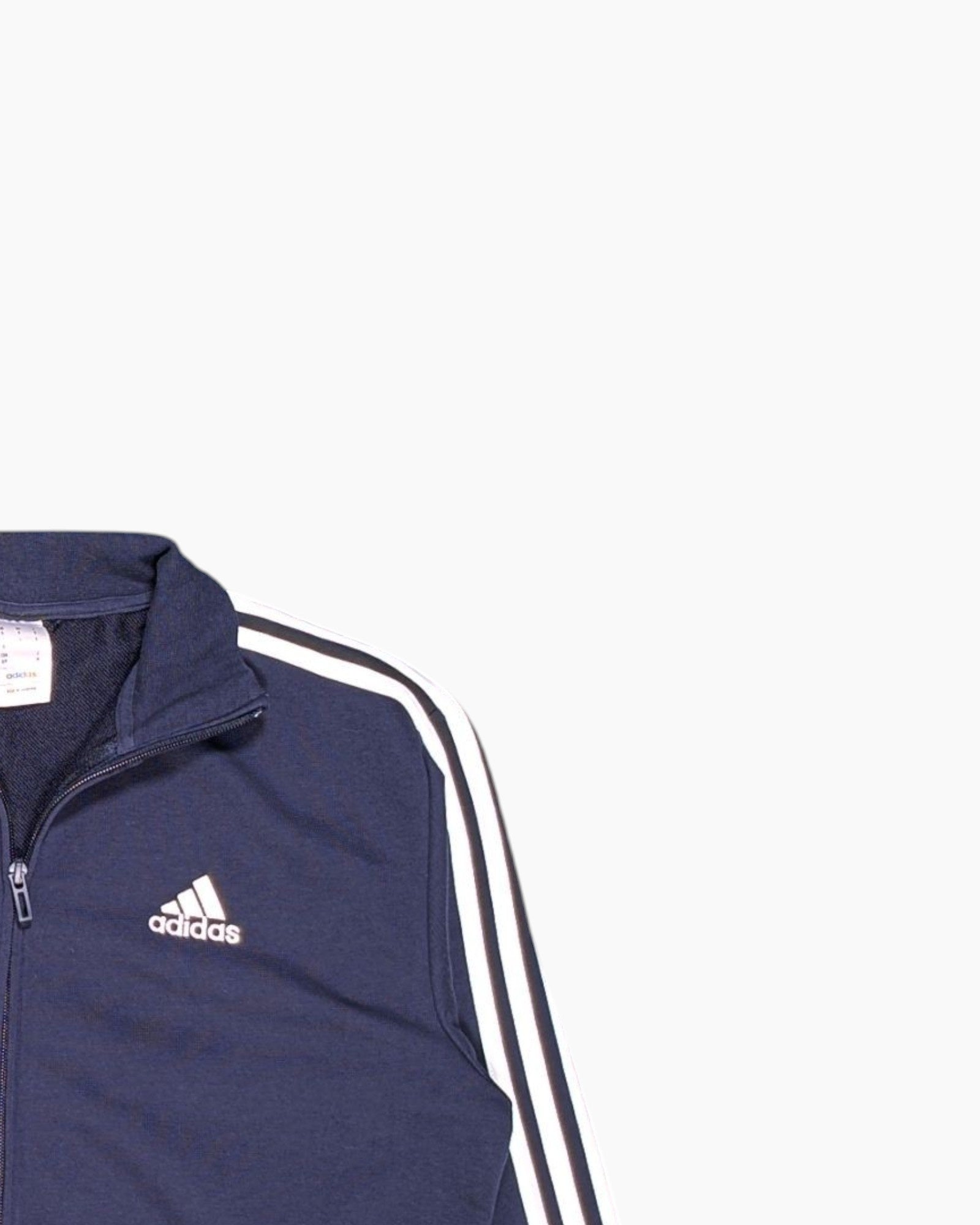Front-detail-2 Pre-owned adidas Track Jacket – Navy Three‑Stripe Sleeve