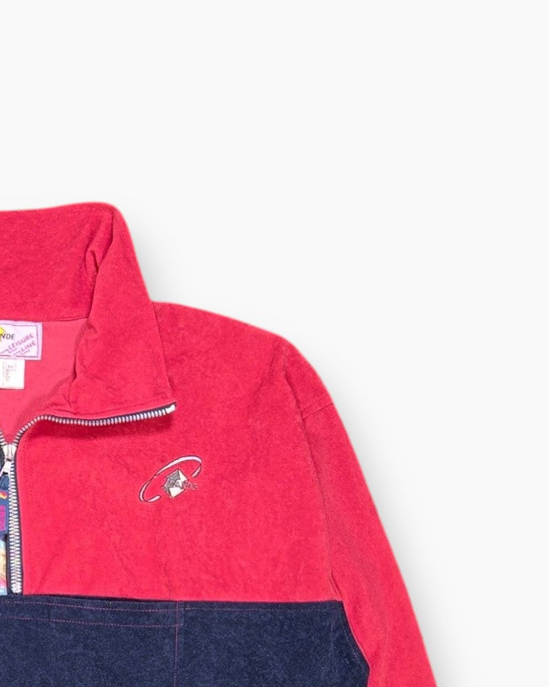 Front-detail-2 Vintage 80s/90s Ande Pullover Sweater – Red Contrast Panel