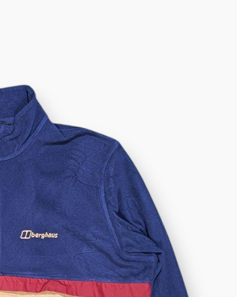 Front-detail-2 Pre-owned Berghaus Pullover Fleece – Navy Half-Zip Panel