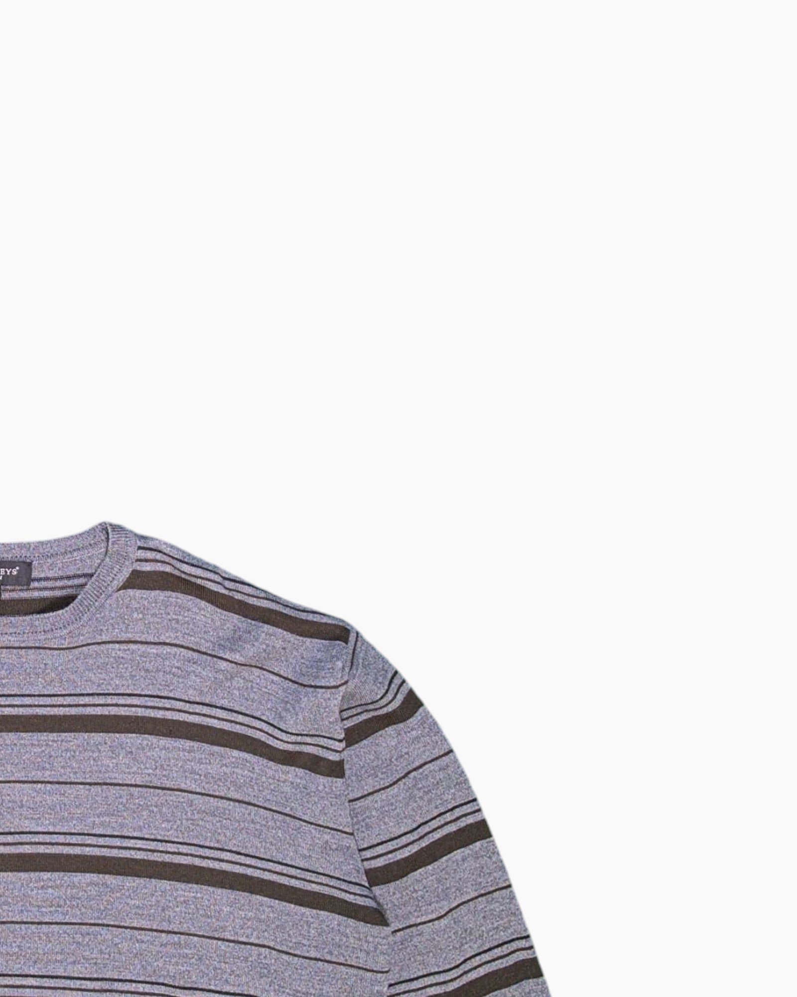 Front-detail-2 Pre-owned Bexleys Man Pullover Sweater – Gray Horizontal Stripe