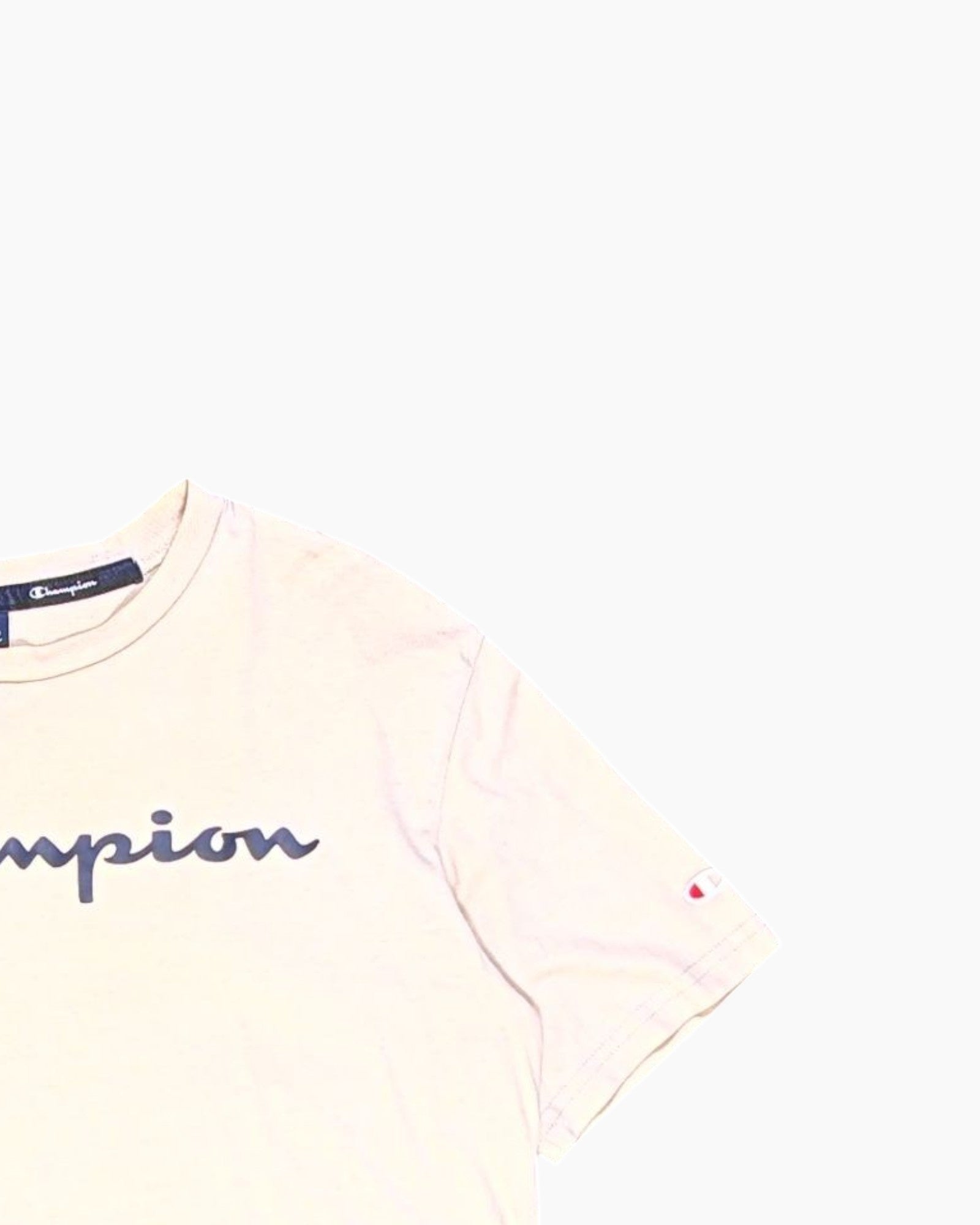 Front-detail-2 Pre-owned Champion Graphic T-Shirt – Cream Front Logo (SMALL)