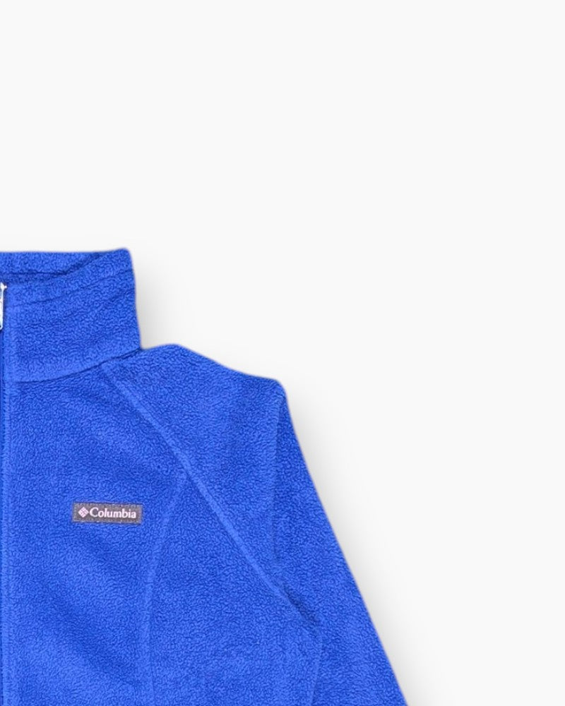Front-detail-2 Pre-owned Columbia Fleece Jacket – Blue (Full Zip, M)