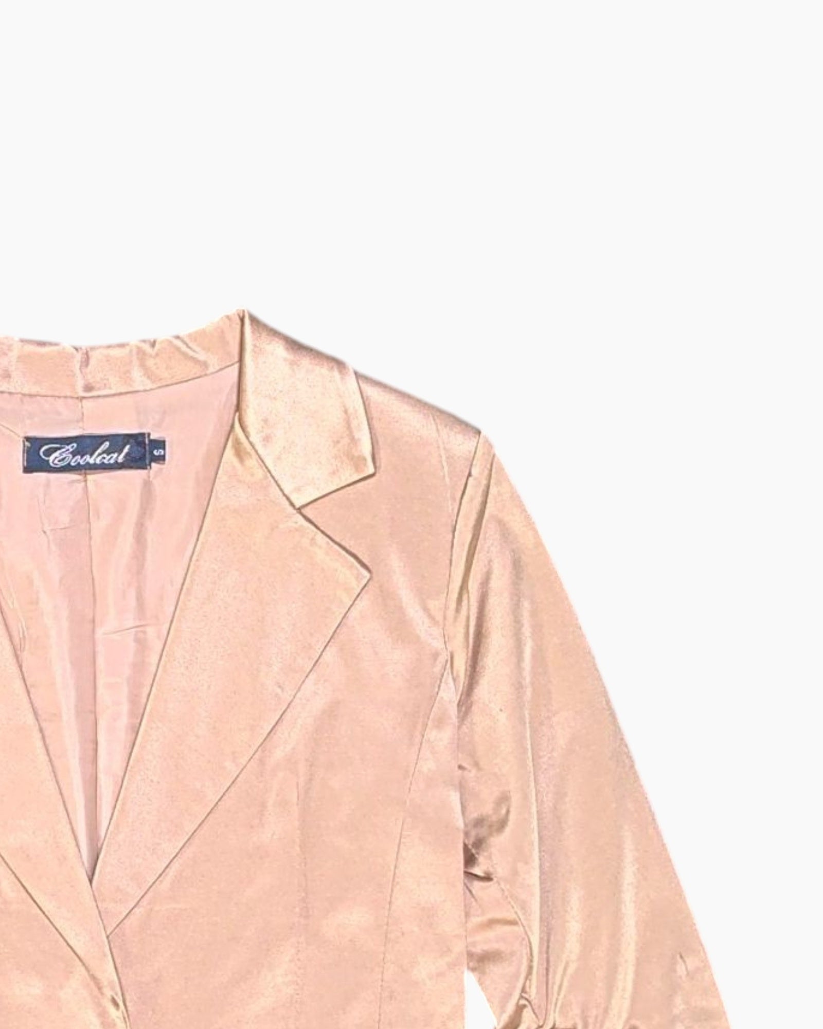 Front-detail-2 Vintage 80s/90s Coolcat Blazer – Beige Cropped Bolero