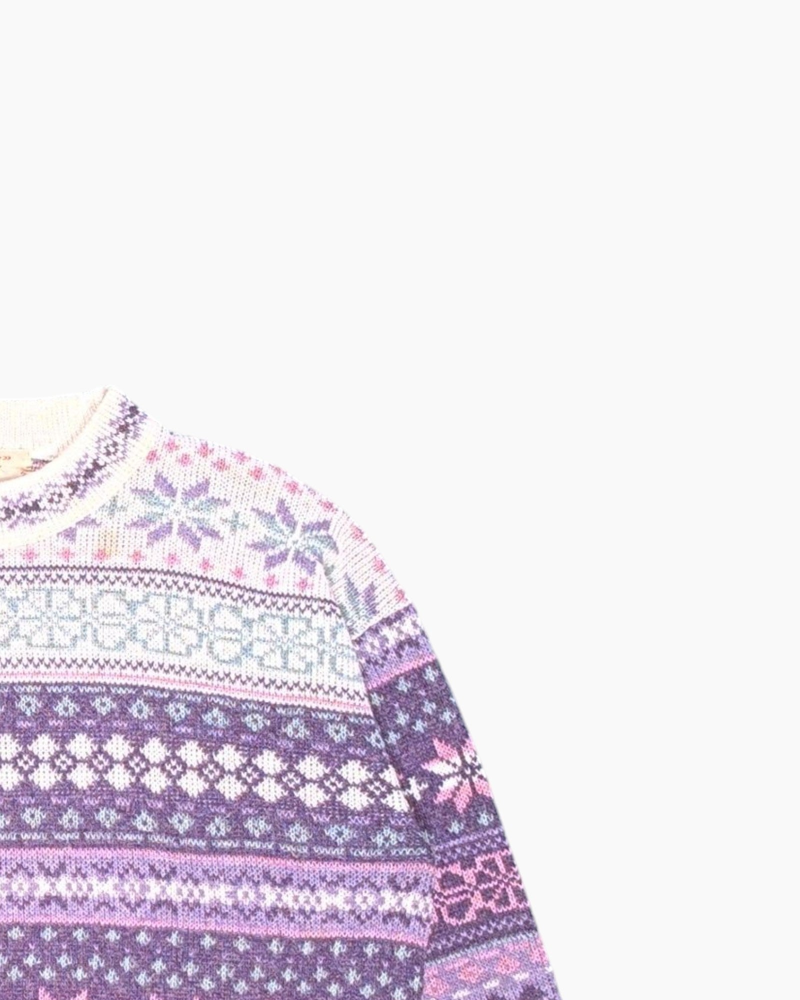 Front-detail-2 Vintage 80s/90s coutour vintage Pullover Sweater – Purple Fair Isle