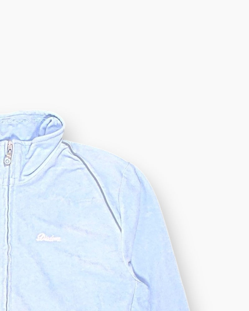Front-detail-2 Vintage Y2K DIADORA Track Jacket – Pastel Blue Zip-Up