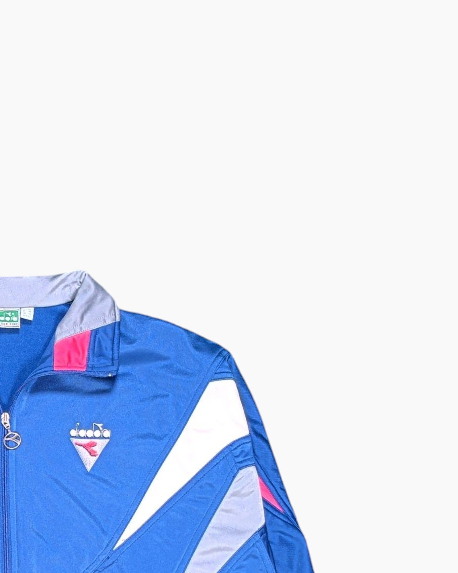 Front-detail-2 Vintage 90s Diadora Track Jacket – Blue Color‑block Panels
