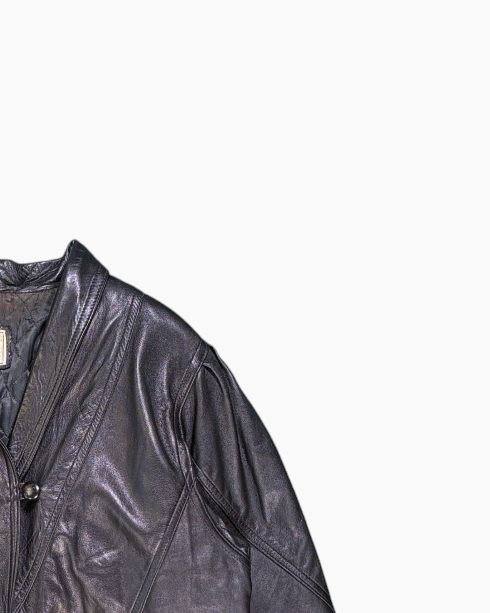 Front-detail-2 Vintage 80s GIUBILPEL Leather Jacket – Black Cropped Blouson