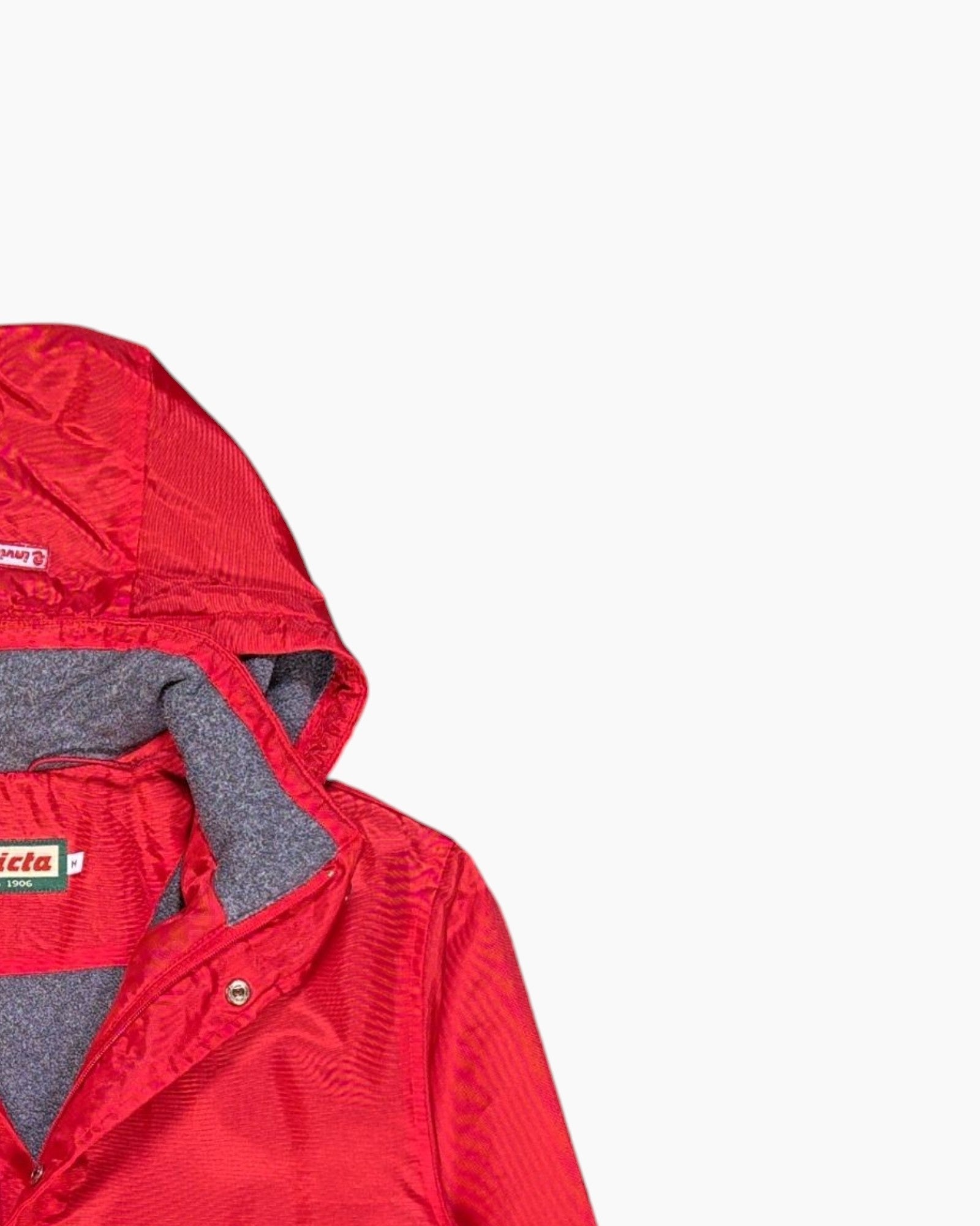 Front-detail-2 Vintage 80s/90s Invicta Hooded Jacket – Red Nylon Ski-Sport