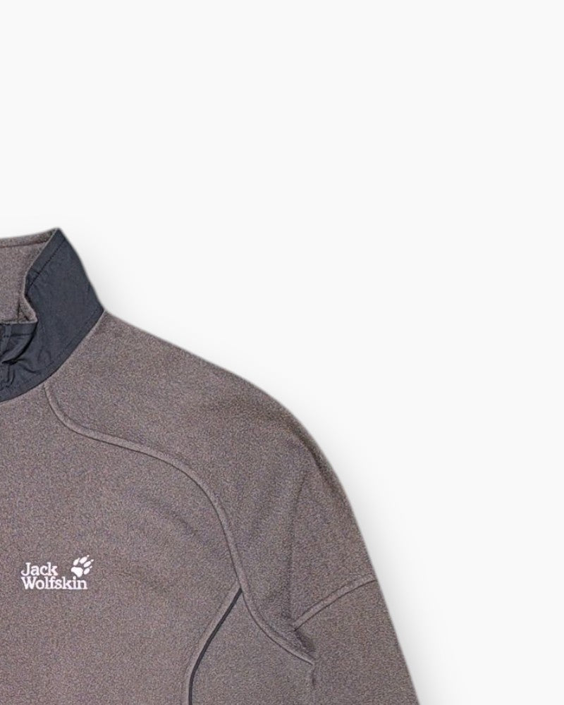 Front-detail-2 Pre-owned Jack Wolfskin Full-Zip Fleece Jacket – Brown Contrast Hem