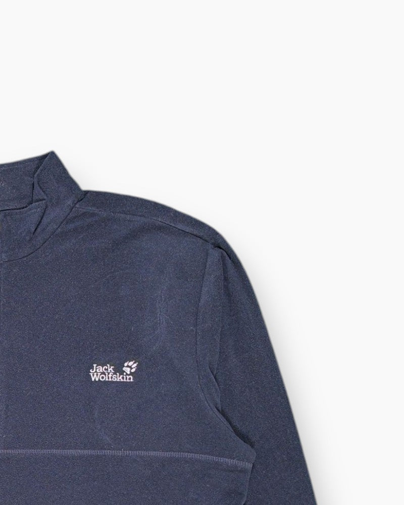 Front-detail-2 Pre-owned Jack Wolfskin Pullover Fleece (Half-Zip) – Navy Kangaroo Pocket