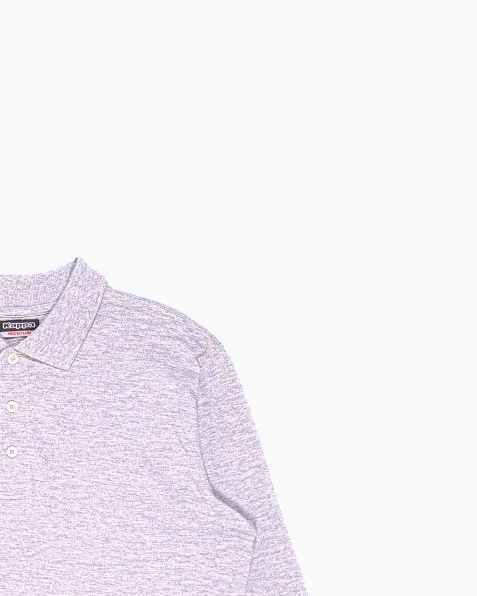 Front-detail-2 Pre-owned Kappa Long Sleeve Polo Shirt – Gray (Relaxed Fit)