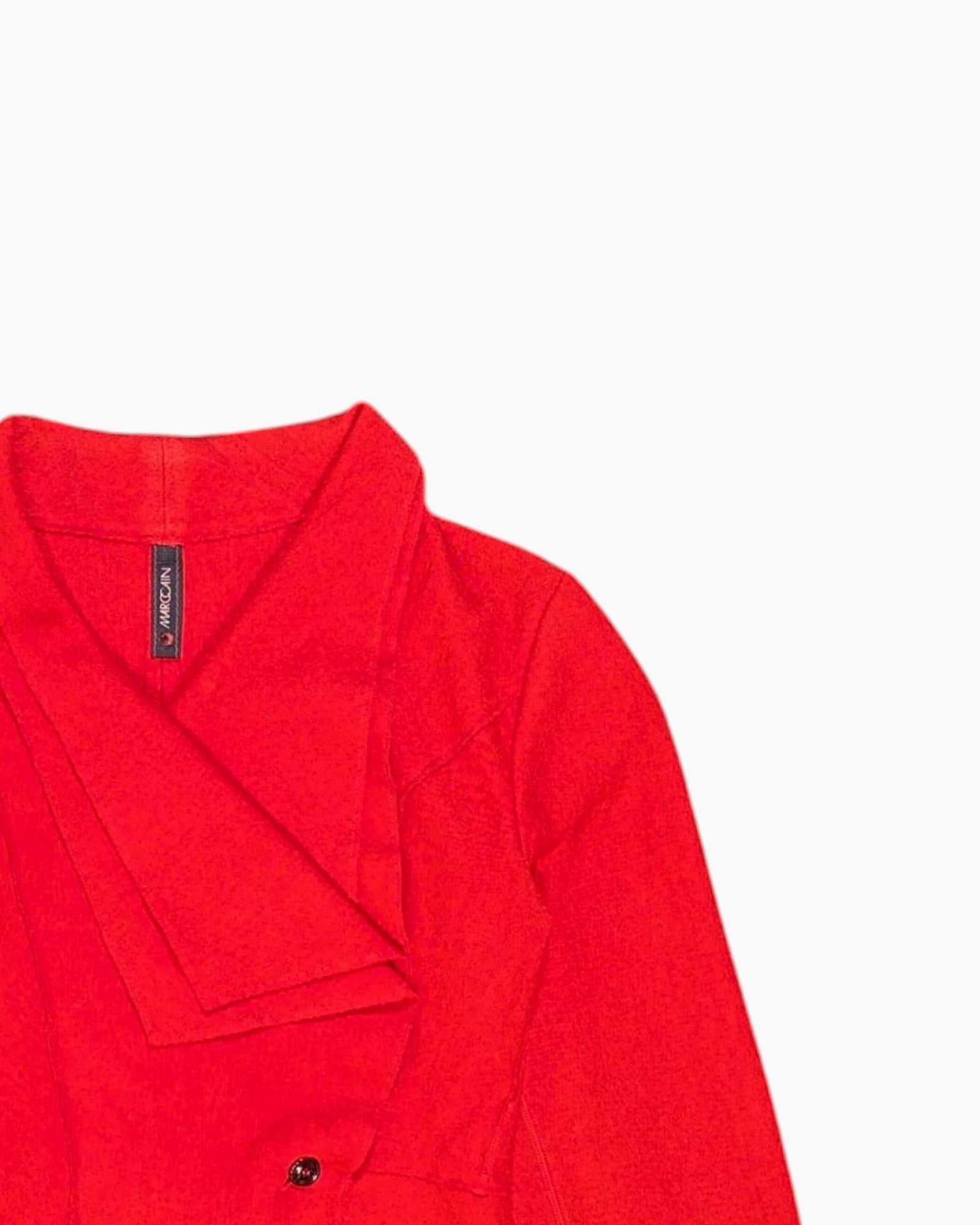 Front-detail-2 Pre-owned MARCCAIN Blazer – Red Notched Lapel (Size S)