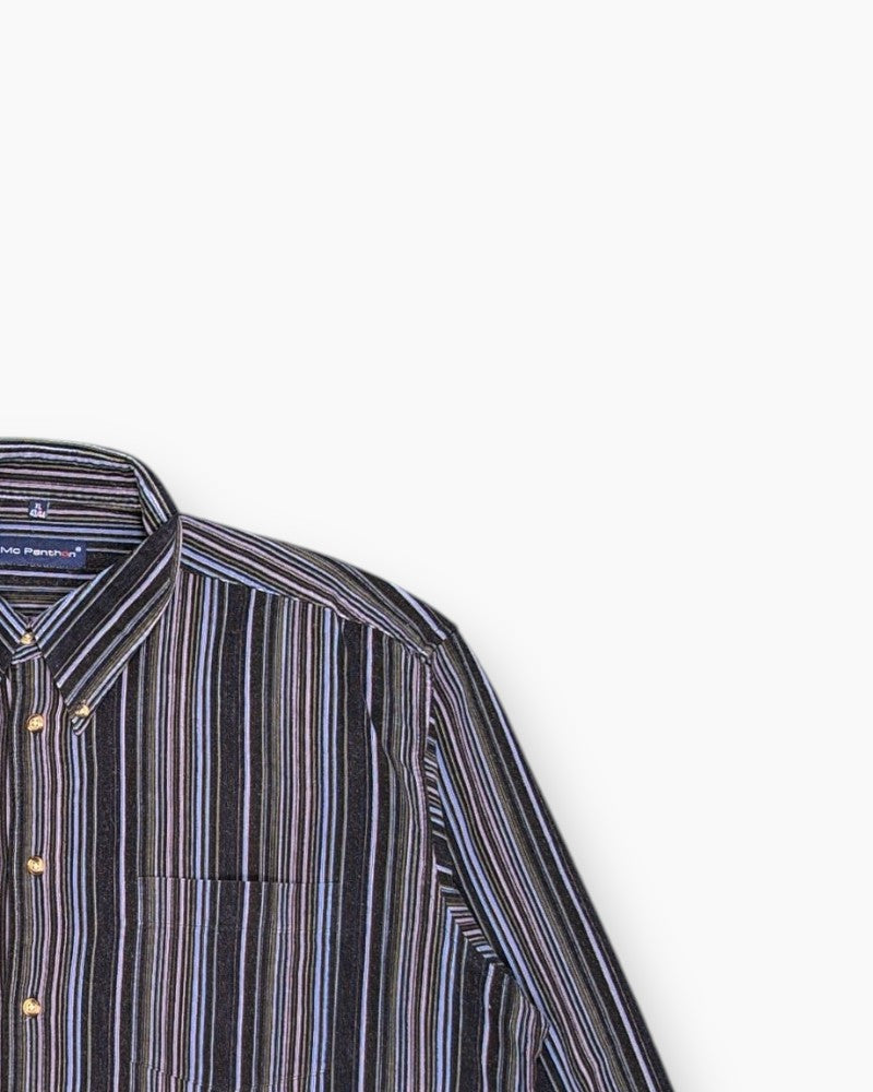 Front-detail-2 Vintage 90s/2000s Mc Panthon Button-Down Shirt – Striped (XL 43/44)