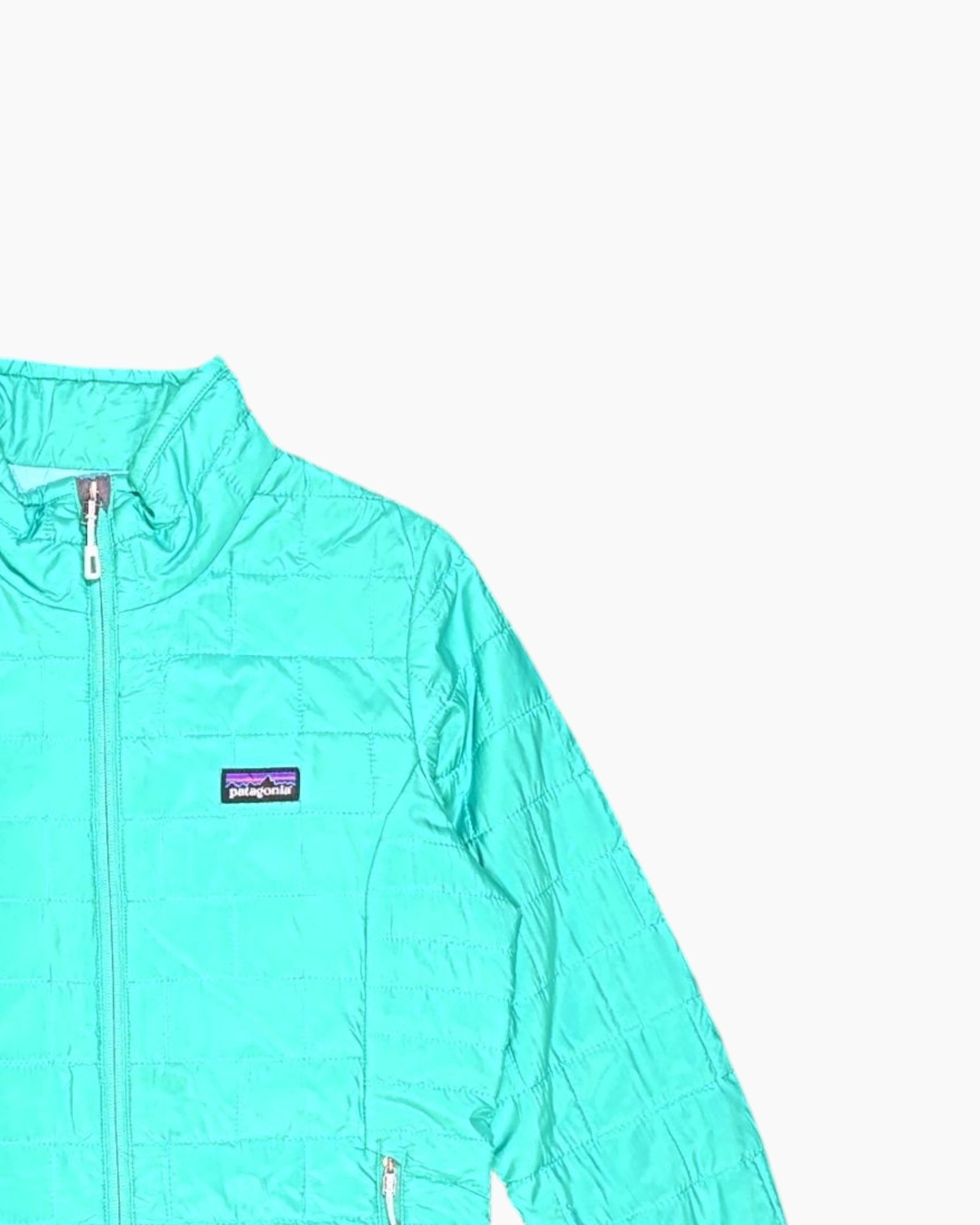 Front-detail-2 Pre-owned Patagonia Quilted Jacket – Green Quilted Insulation