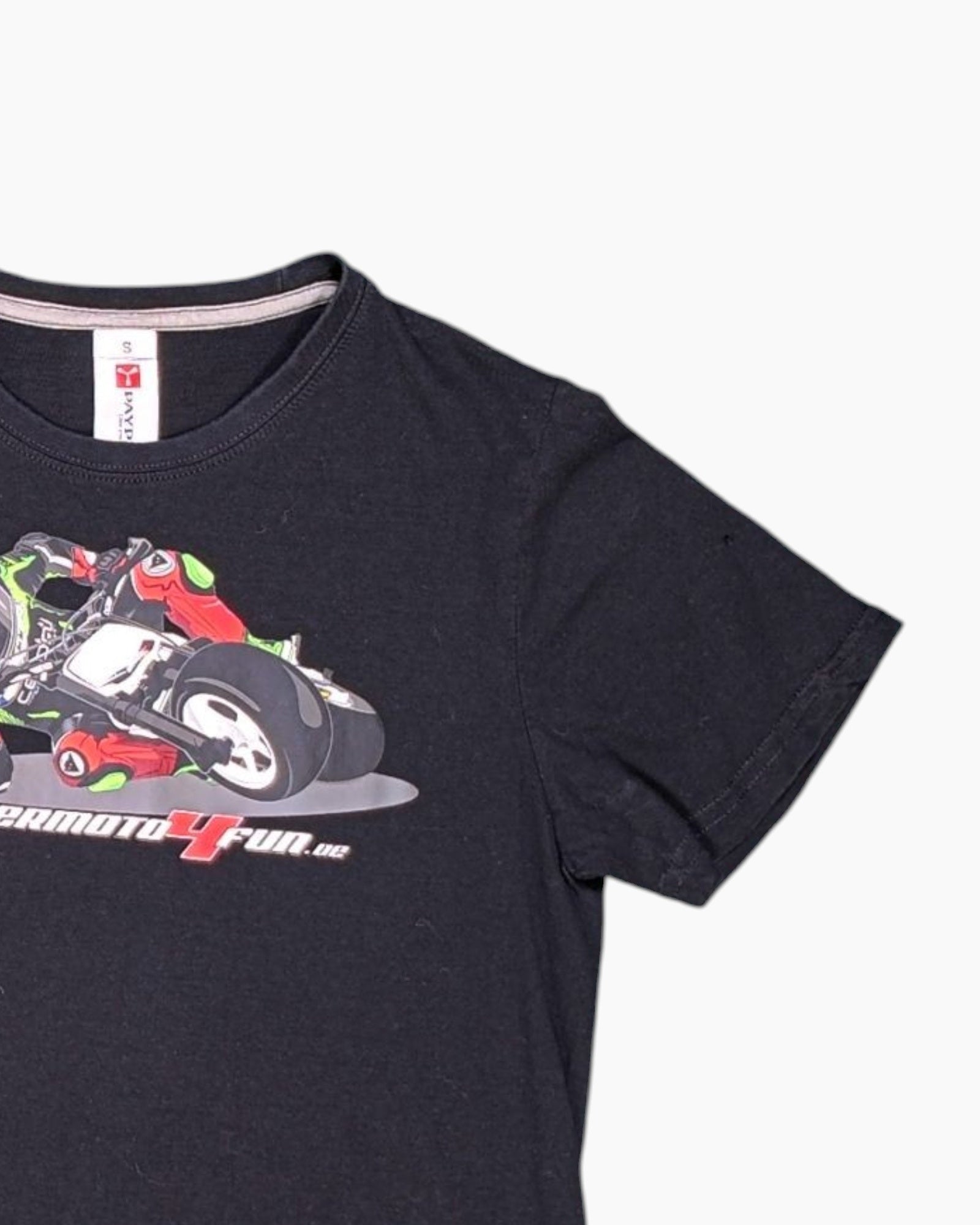 Front-detail-2 Pre-owned PAYPER Graphic T-Shirt – Black Motorcycle Print