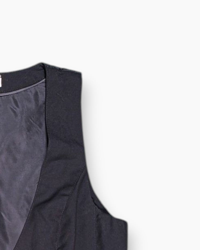 Front-detail-2 Pre-owned Pimkie Waistcoat / Vest – Black Tailored