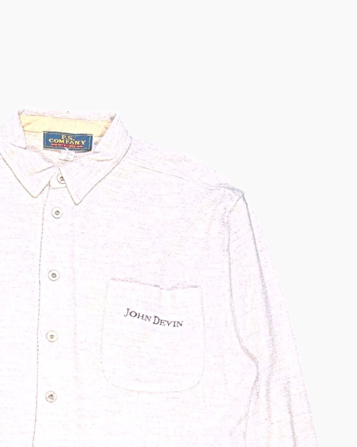 Front Detail 2 Vintage 80s/90s P.S. Company Button-Down Shirt – Cream with Back Graphic