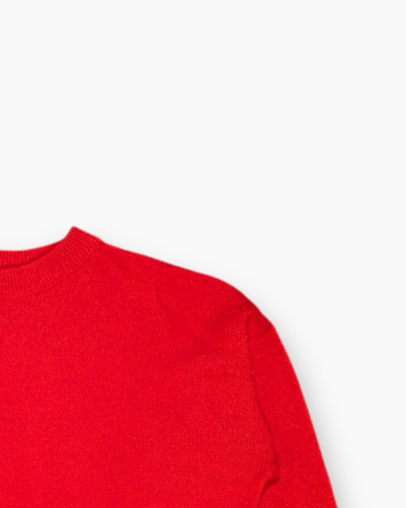 Front-detail-2 Vintage 80s/90s PUMA Pullover Sweater – Red (Boxy Sportswear)