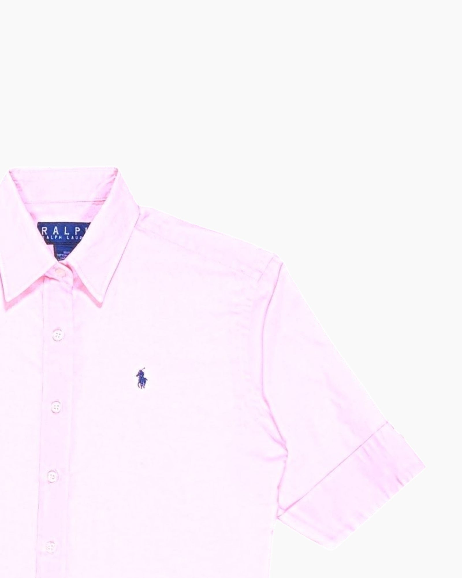 Front Detail 2 Vintage 90s Ralph Lauren Button-Down Shirt – Pink Embroidered Logo