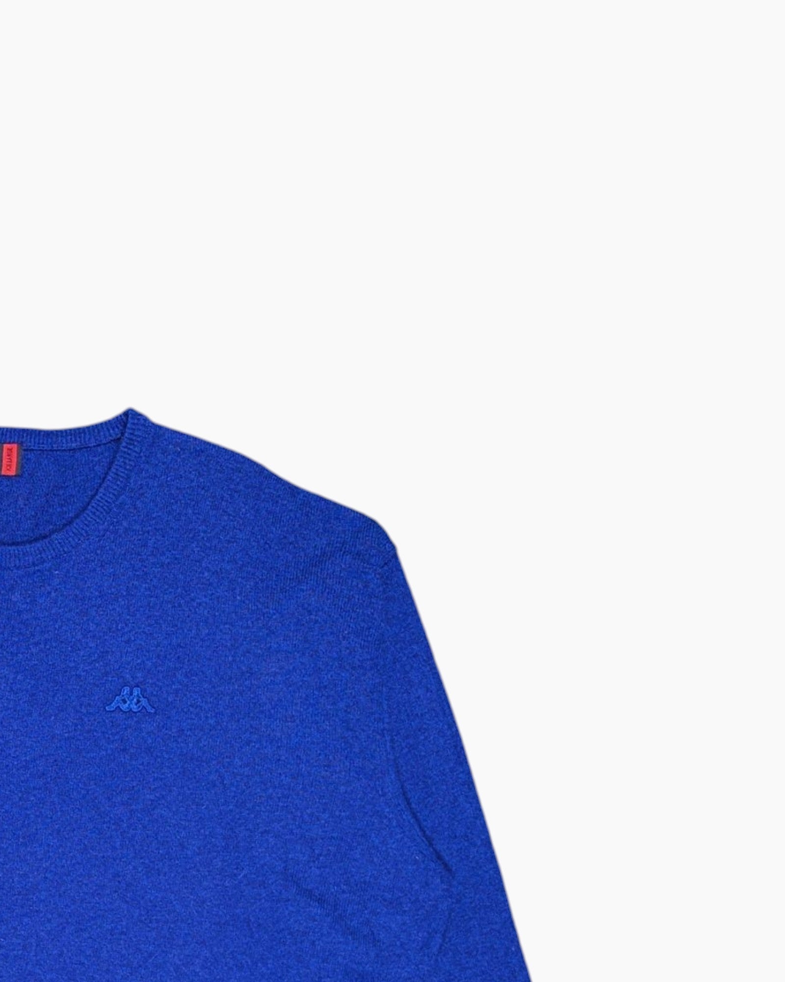 Front-detail-2 Vintage Y2K Robe di Kappa Pullover Sweater – Blue embroidered logo