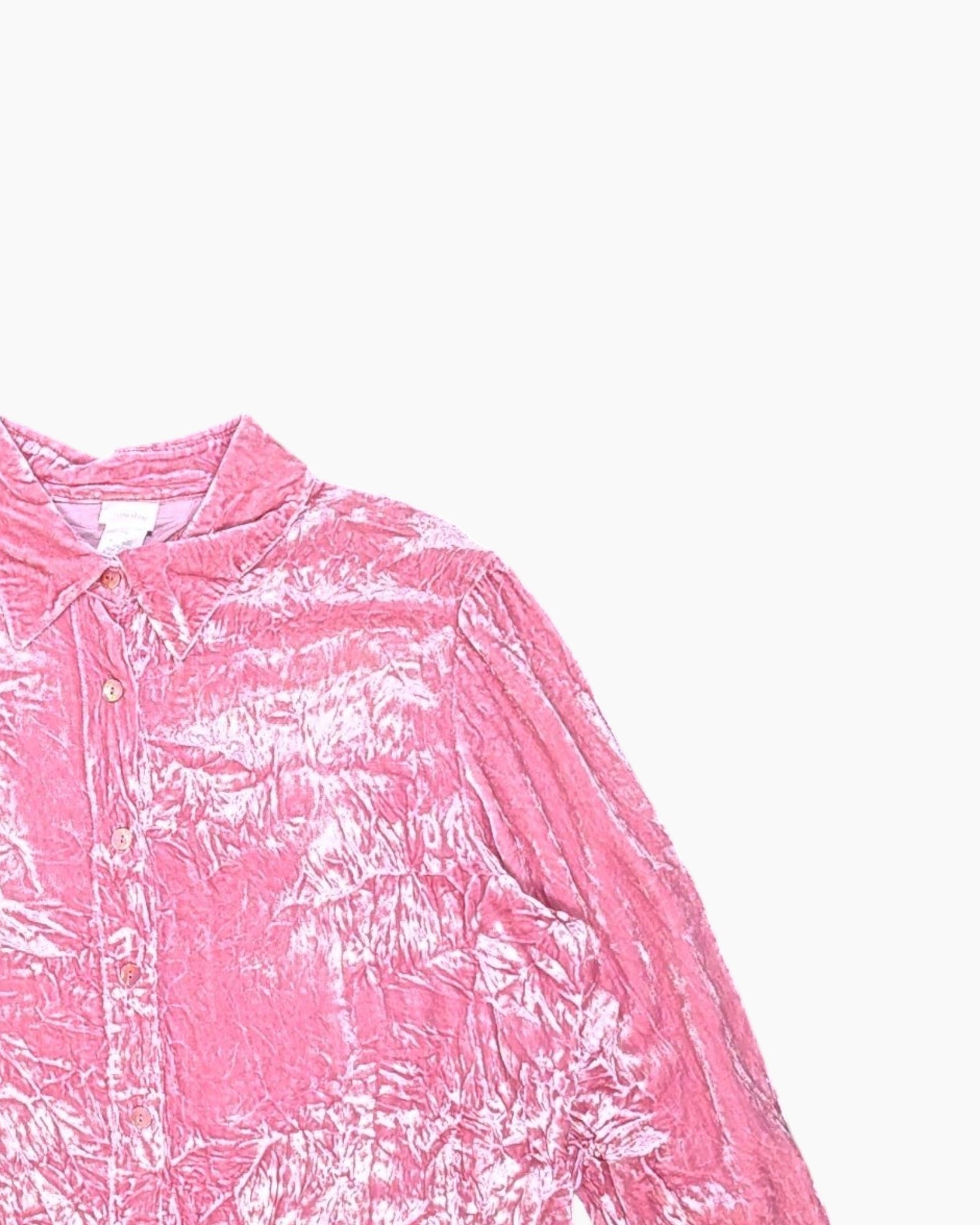 Front-detail-2 Pre-owned Soft Surroundings Button-Down Shirt – Pink Lined