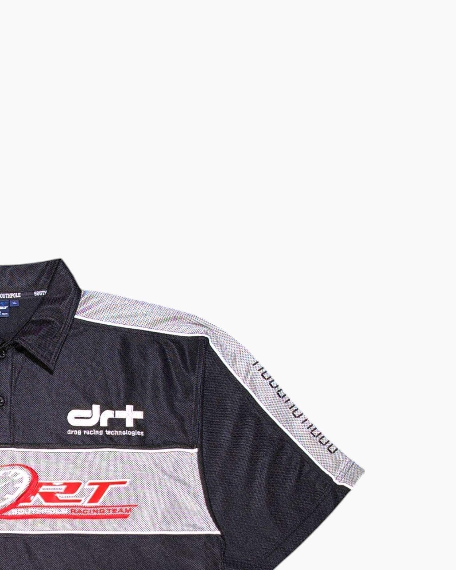 Front-detail-2 Vintage Y2K Southpole Racing Team Polo Shirt – Black Contrast Panels