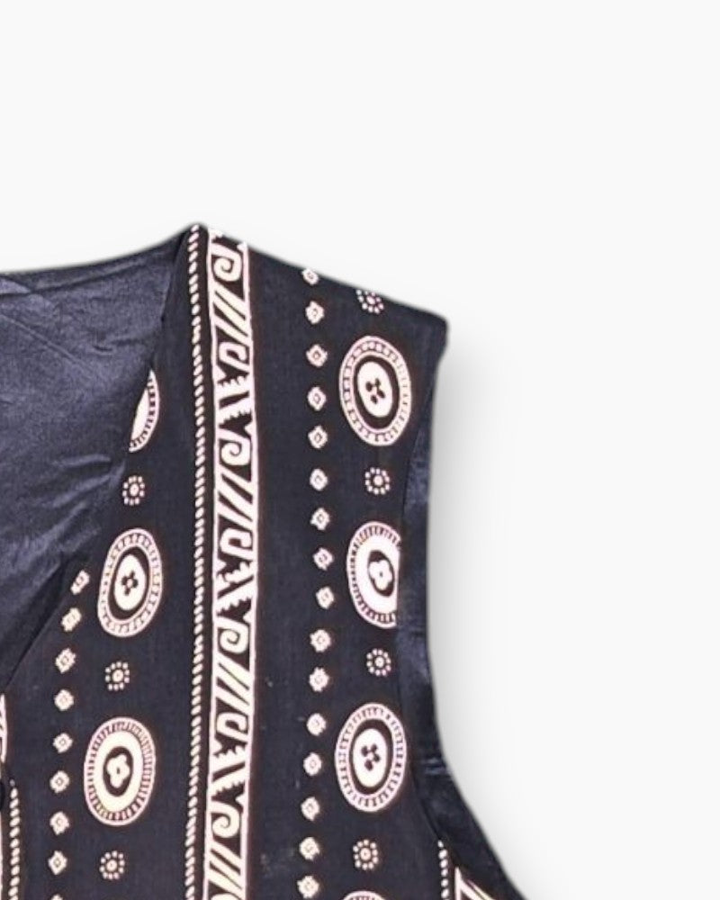 Front-detail-2 Vintage 90s St Michael Vest Top – Black Printed Front Panel