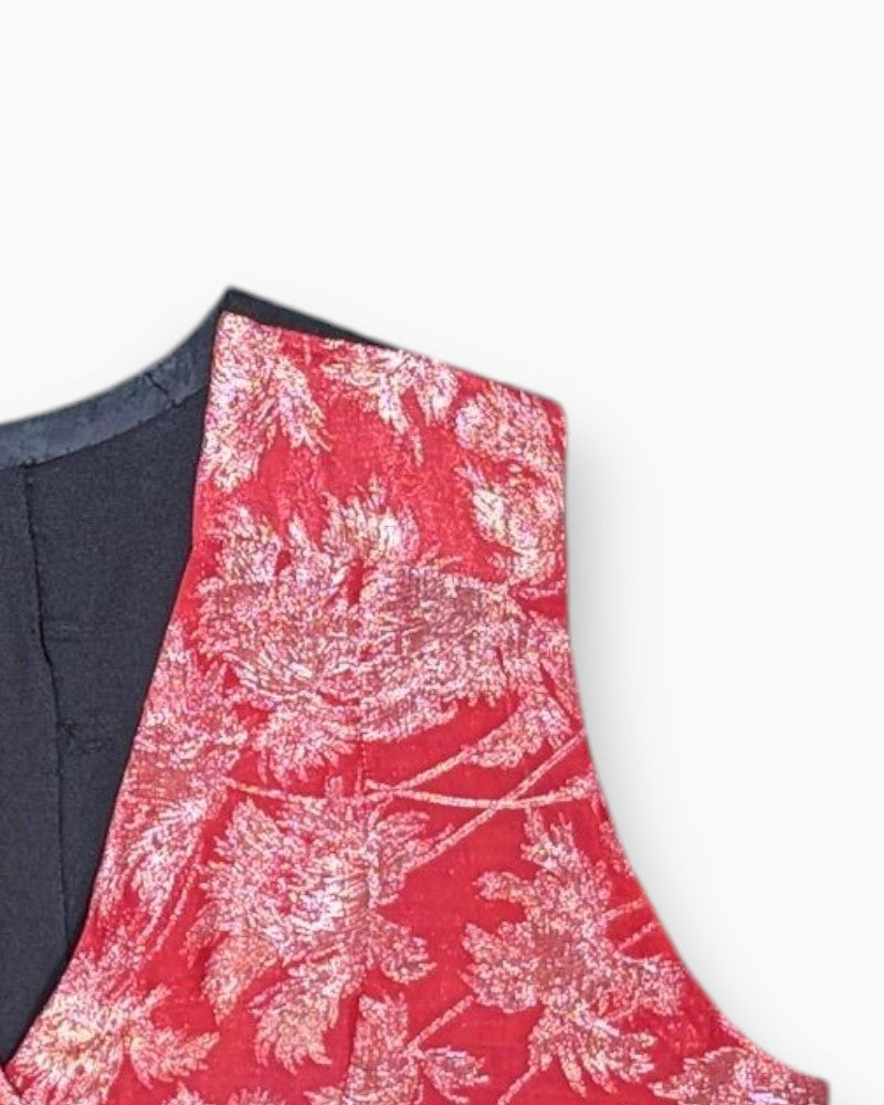 Front-detail-2 Pre-owned Unknown Vest – Red Cropped Corset-Style