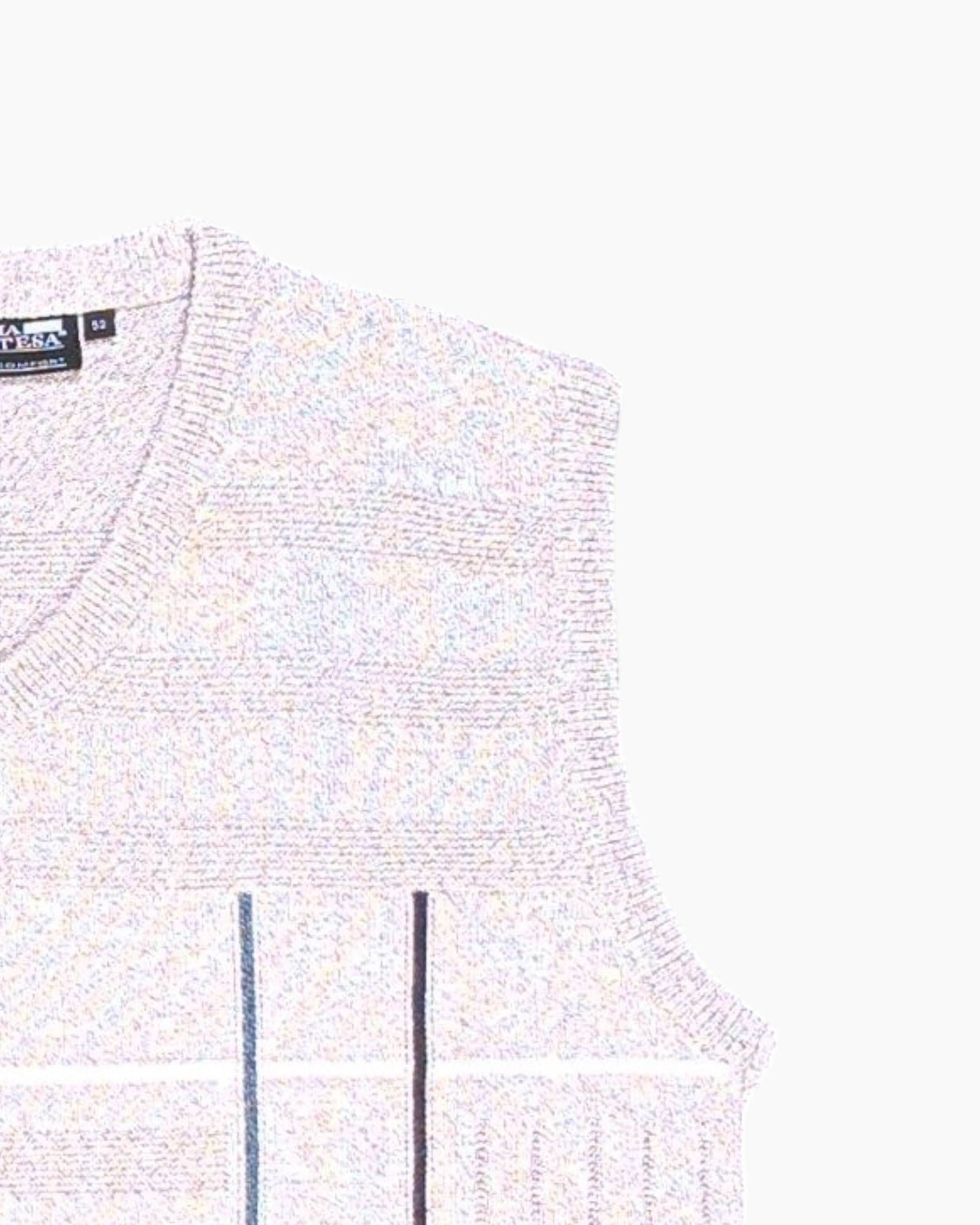 Front-detail-2 Pre-owned VIA CORTESA Sleeveless Sweater Vest – Cream Ribbed