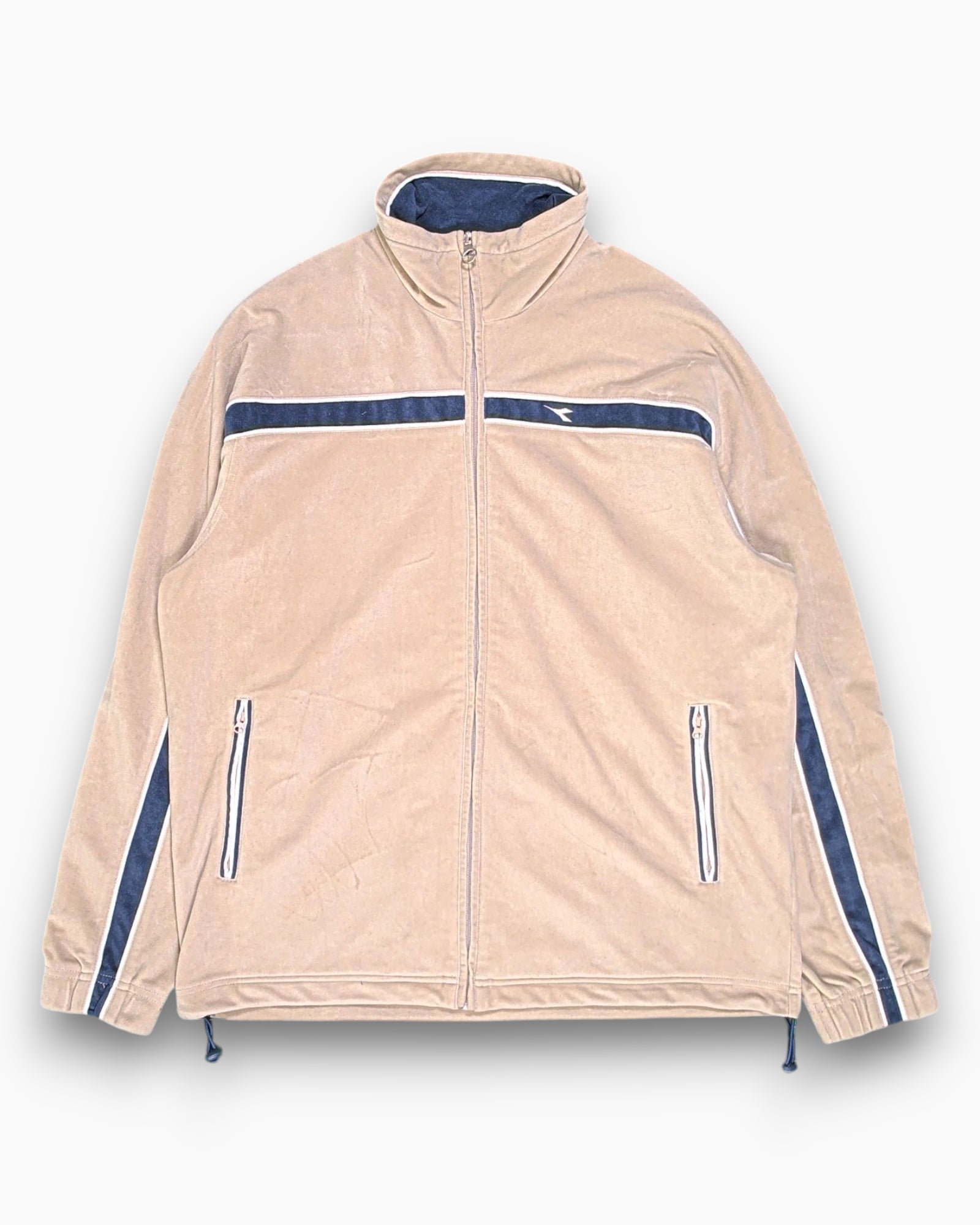 Front Vintage Y2K DIADORA Track Jacket – Beige Contrasting Stripe