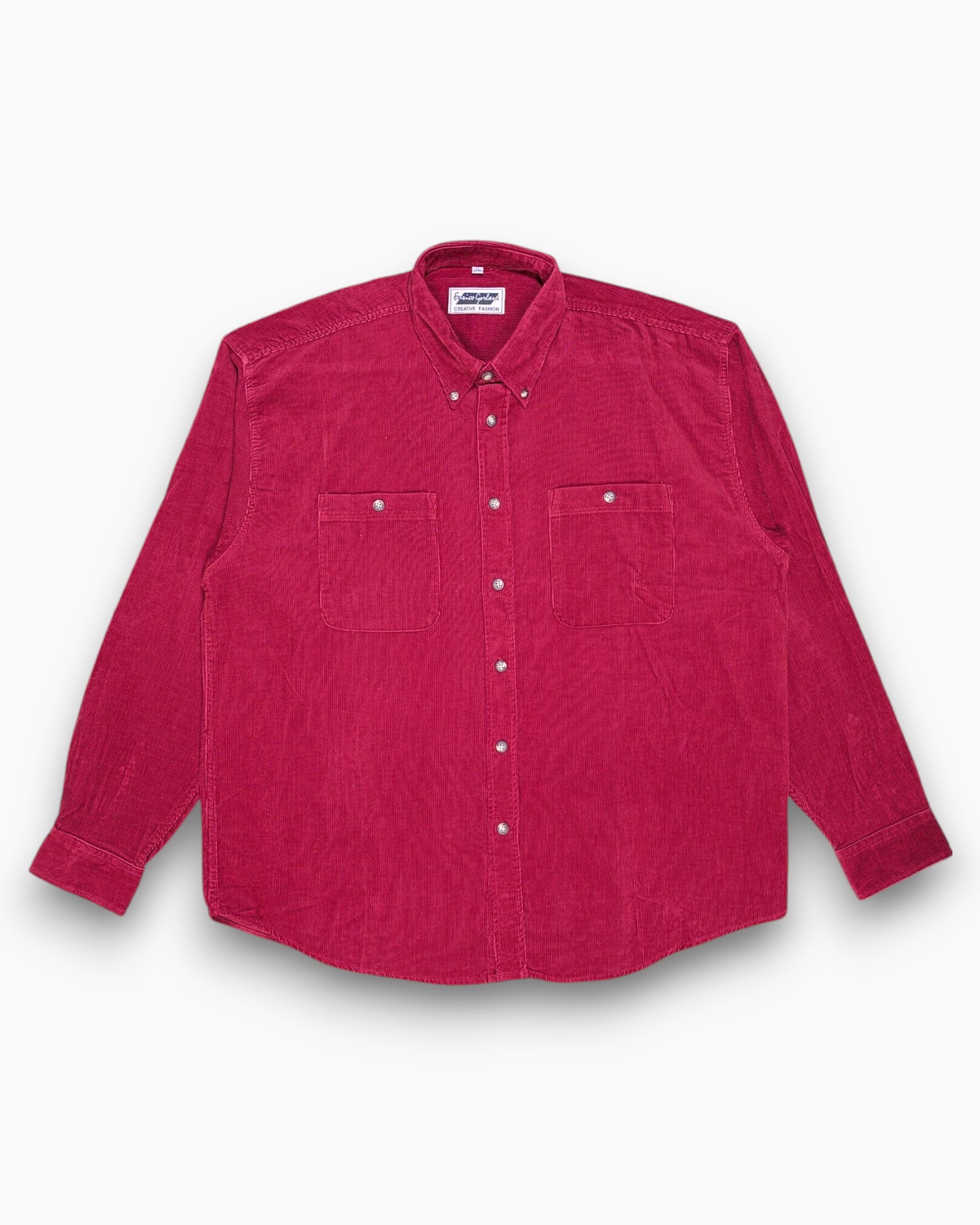 Front Vintage 80s/90s Enrico Gorlani Button-Down Shirt – Red Corduroy