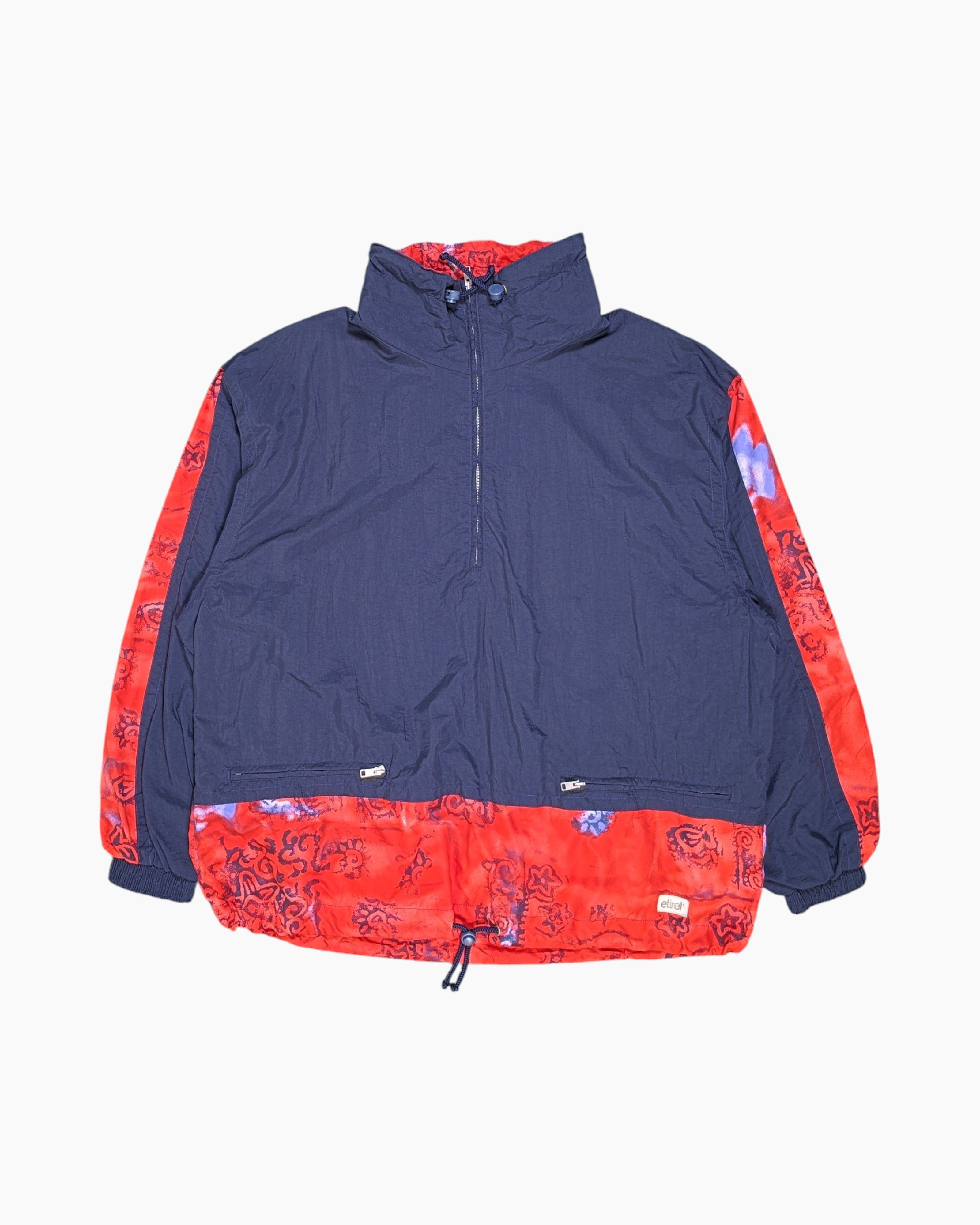 Front Vintage 80s/90s etirel Windbreaker Jacket – Navy with Red Airbrush Panels