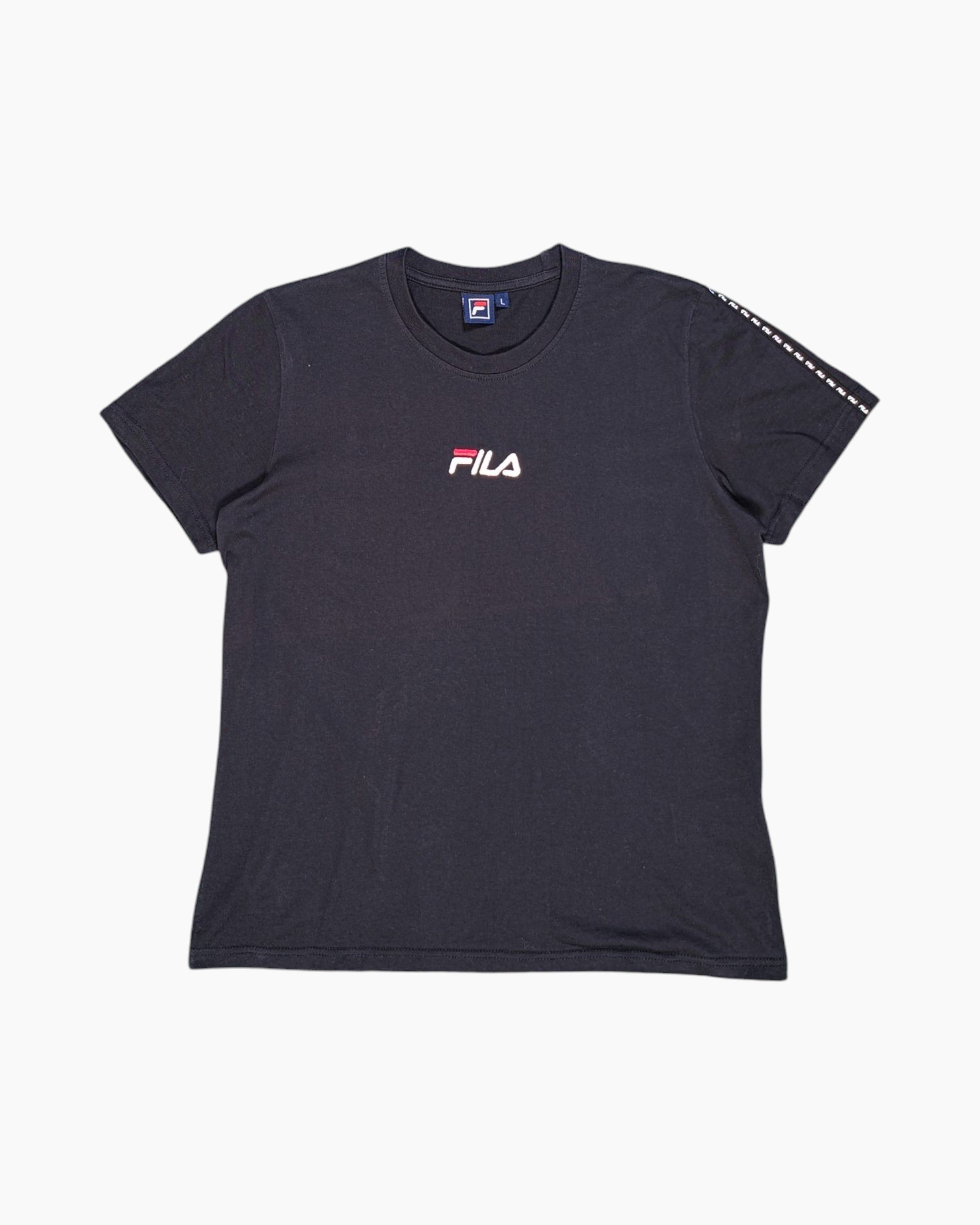 Front Pre-owned FILA Graphic T-Shirt – Black F-box Chest Logo