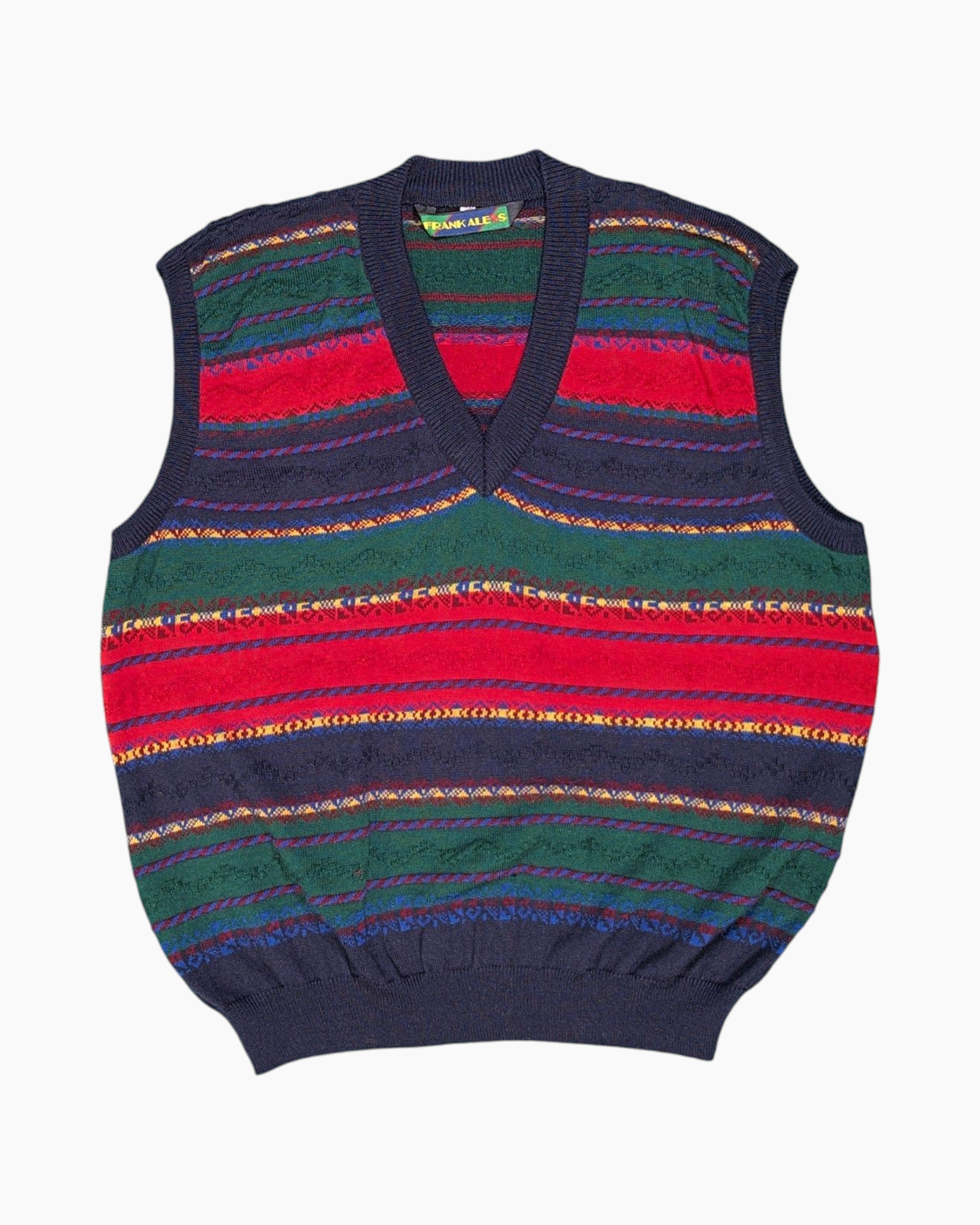 Front Vintage 80s/90s FRANK ALEXIS Knit Vest – Multicolor Jacquard