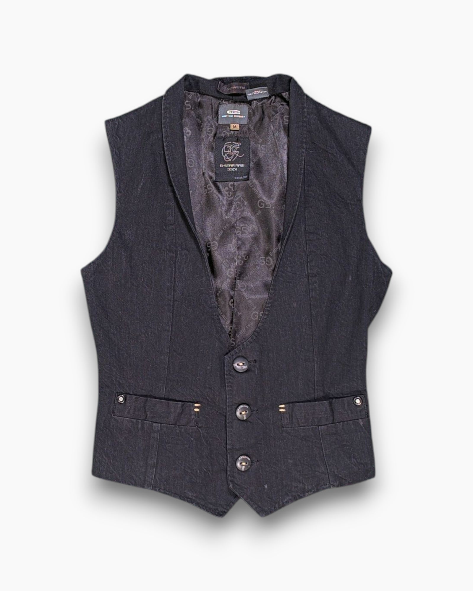 Front Pre-owned G-STAR RAW Vest – Black Tailored Waistcoat