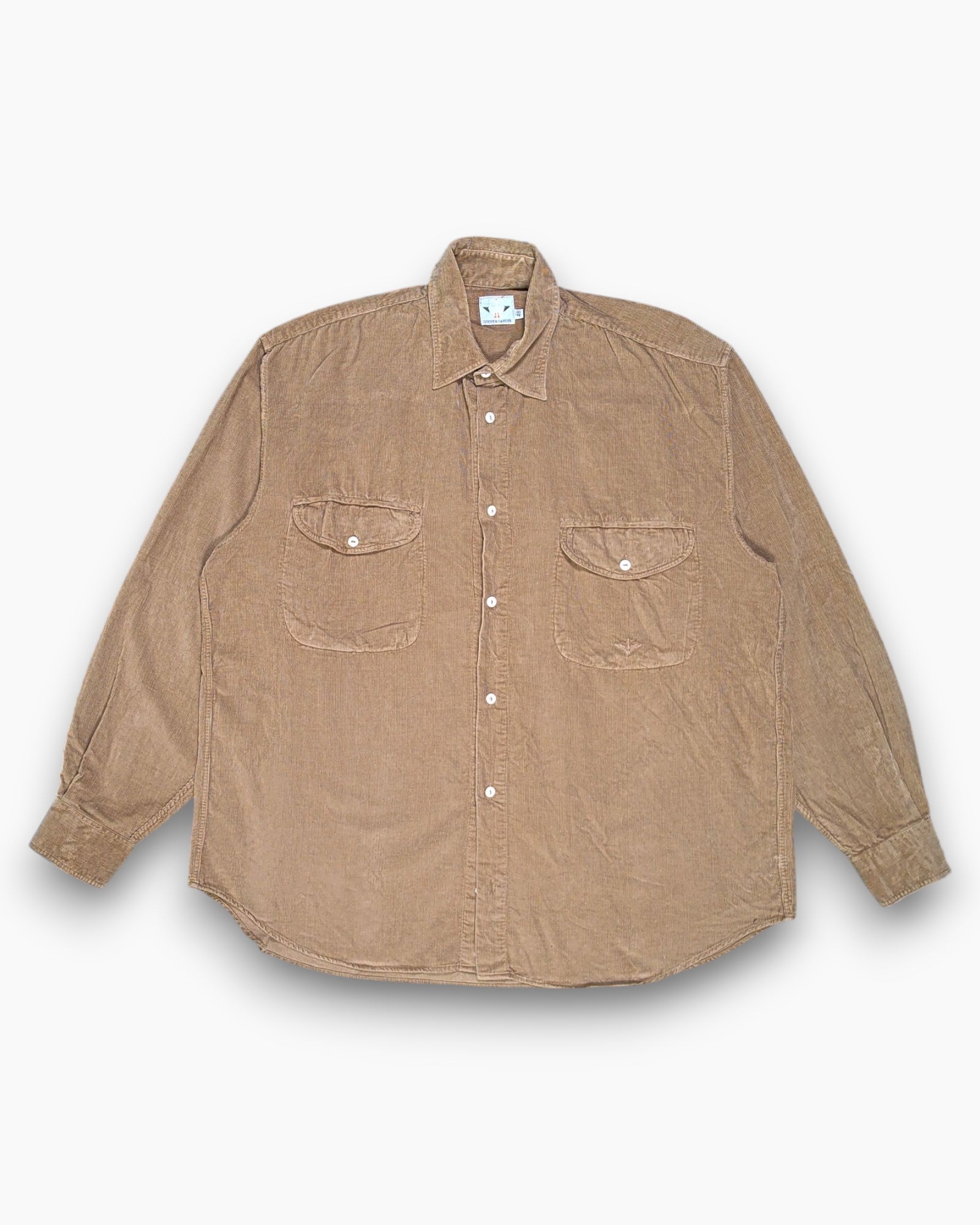 Front Vintage 80s/90s GOOSE & GANDER Button-Down Shirt – Brown Corduroy