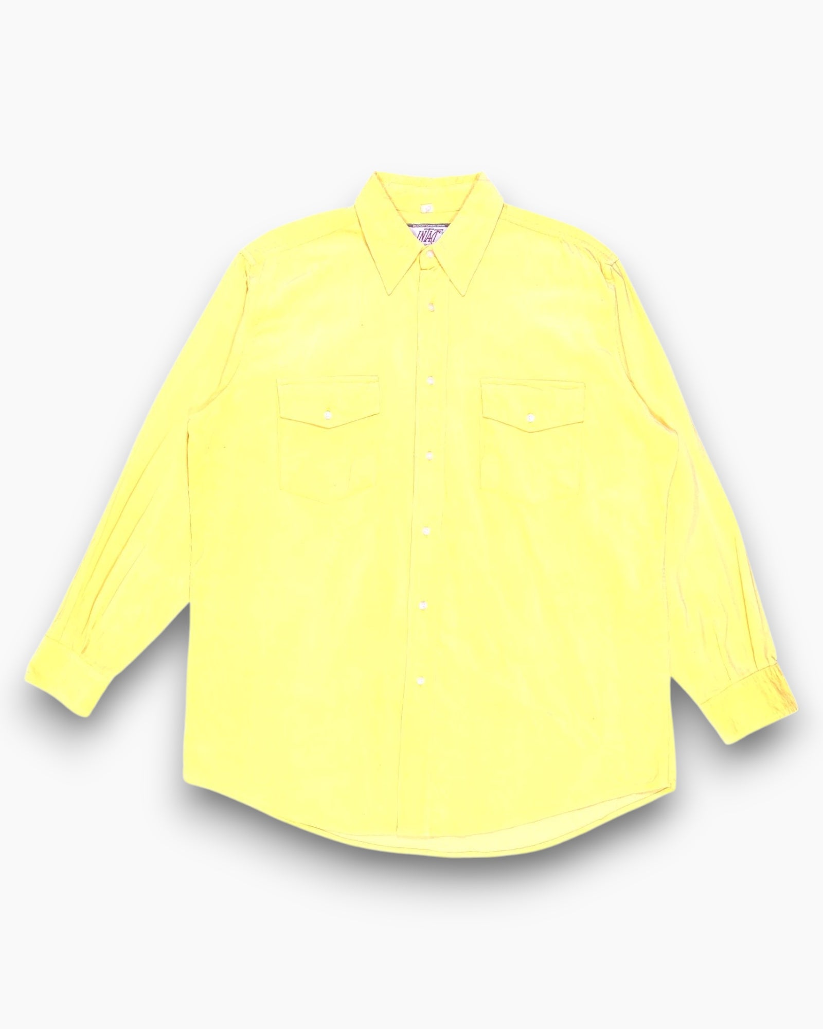 Front Vintage 80s/90s INTÄTT Button-Down Shirt – Yellow Corduroy
