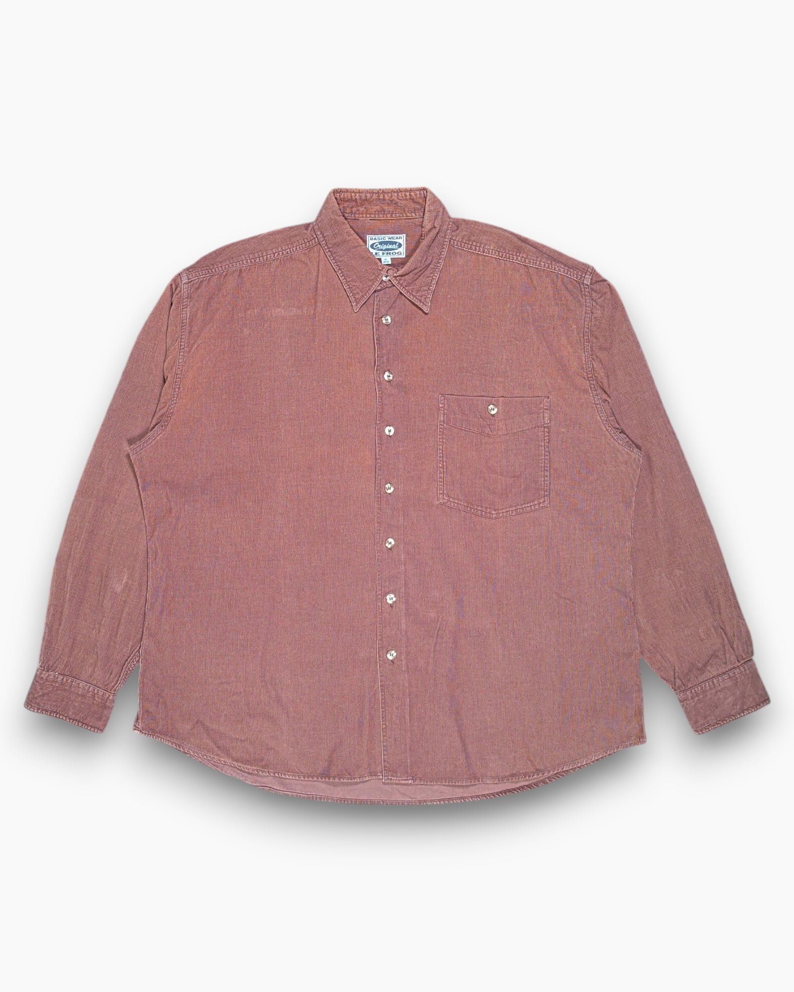 Front Vintage 90s LE FROG Button-Down Shirt – Brown Corduroy Oversize