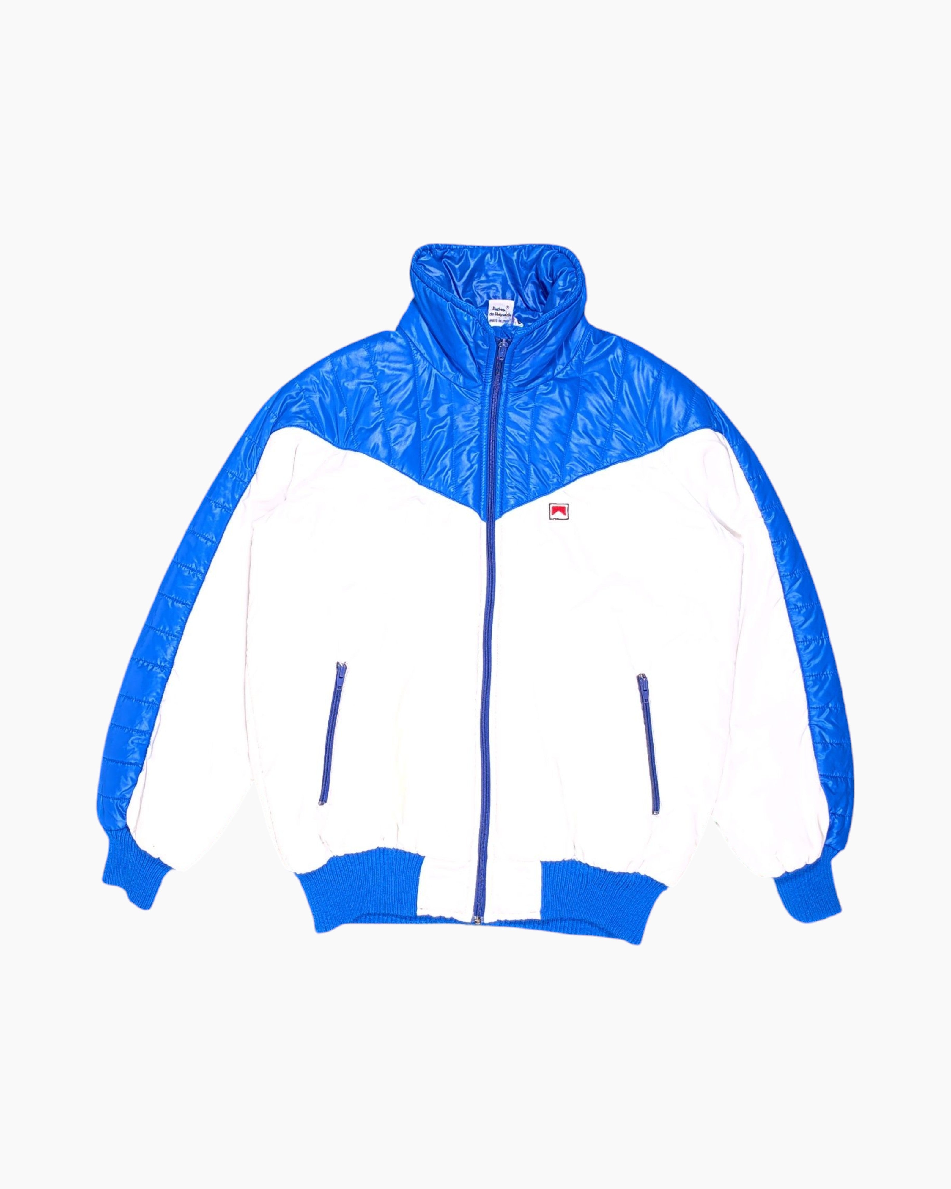 Front Vintage 80s Marlboro Leisure Wear Puffer Jacket – Blue Colorblock