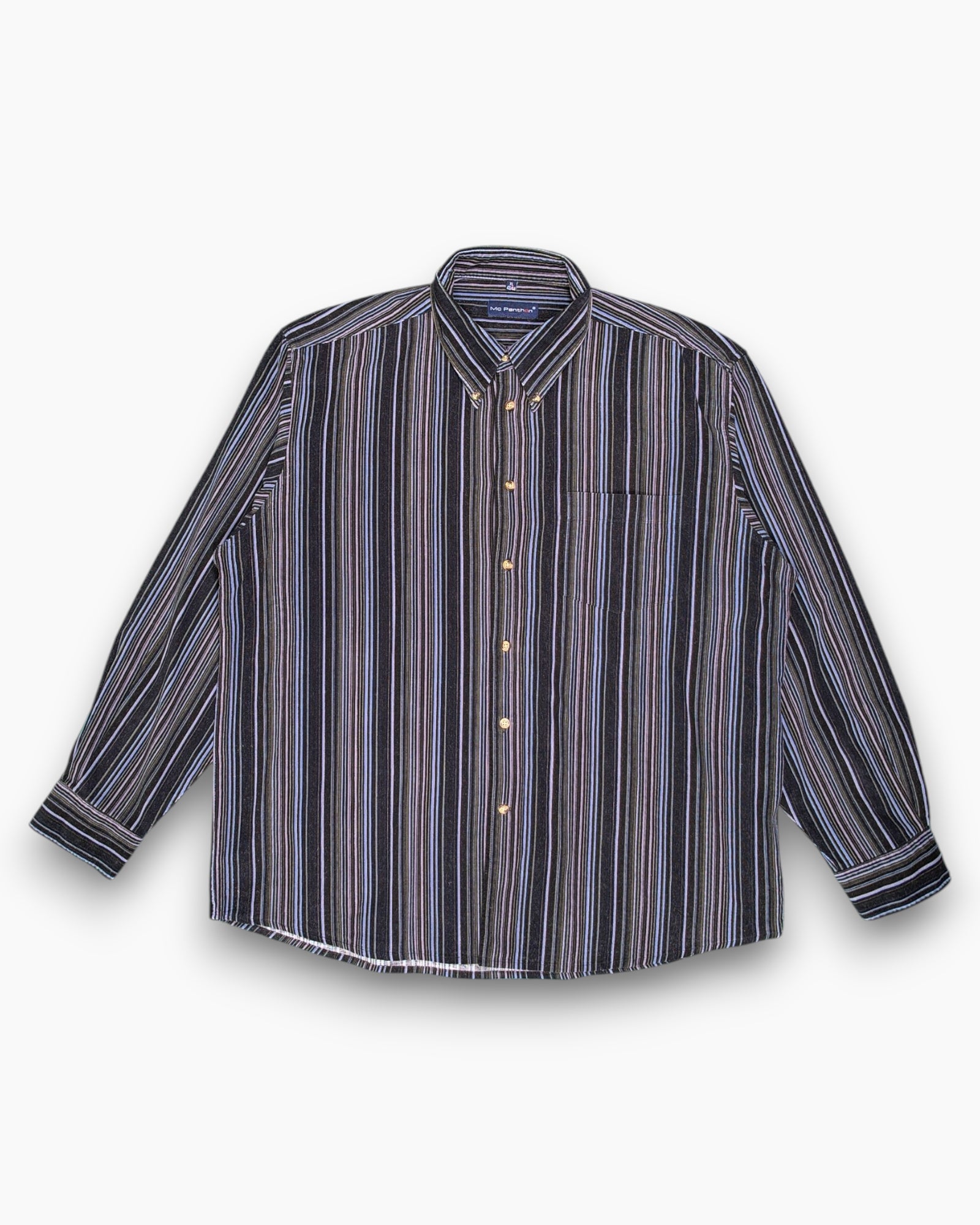 Front Vintage 90s/2000s Mc Panthon Button-Down Shirt – Striped (XL 43/44)