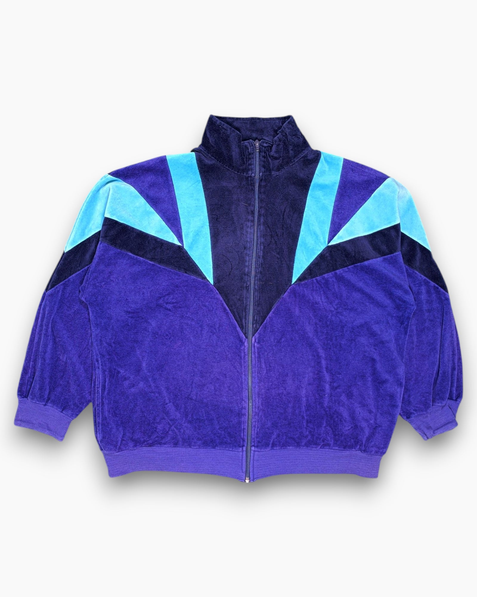 Front Vintage 80s/90s Modelle Zip-up Track Jacket – Blue Color-block