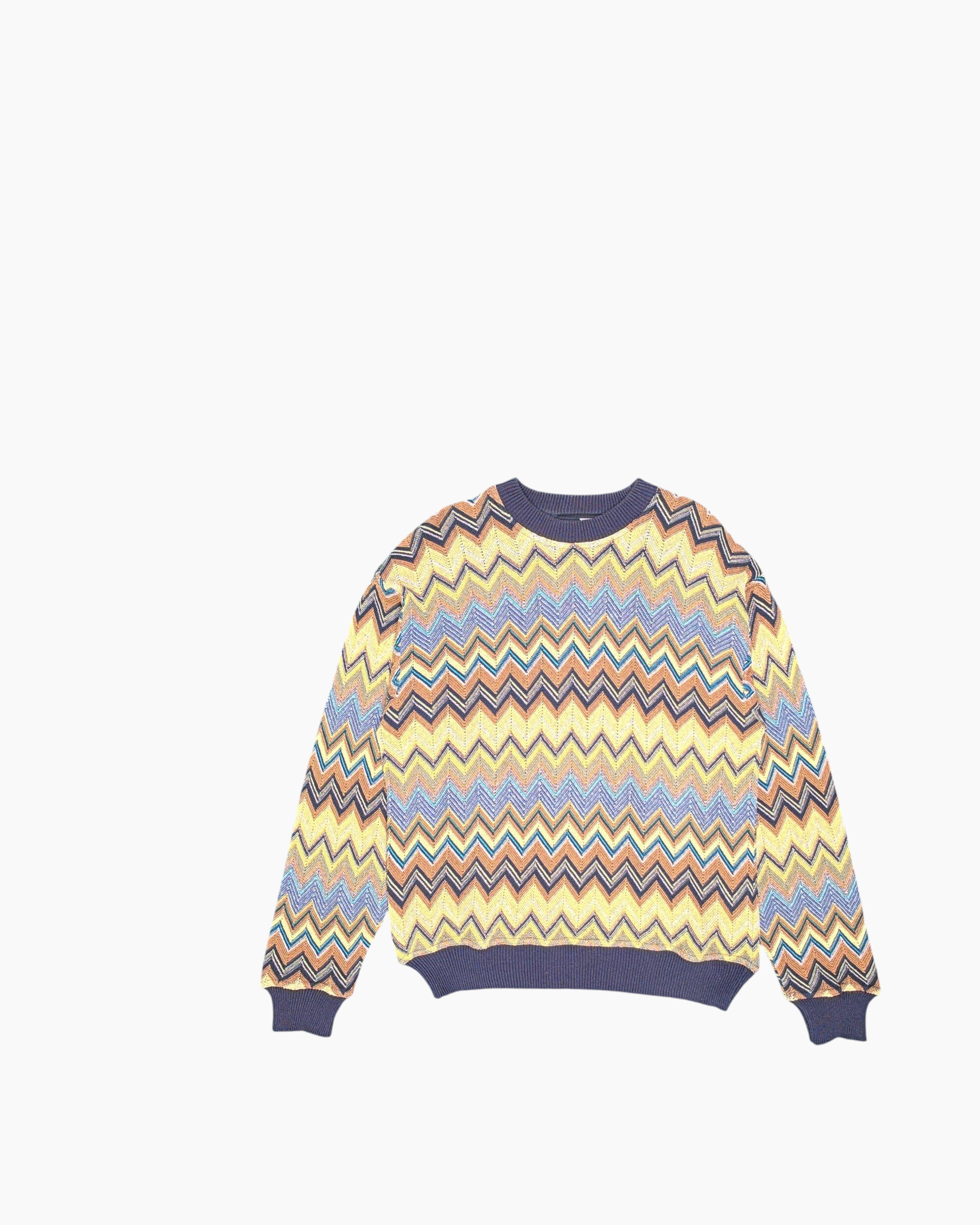 Front Vintage 80s/90s MONTÉ CARLO Pullover Sweater – Multicolor Chevron Zig-Zag