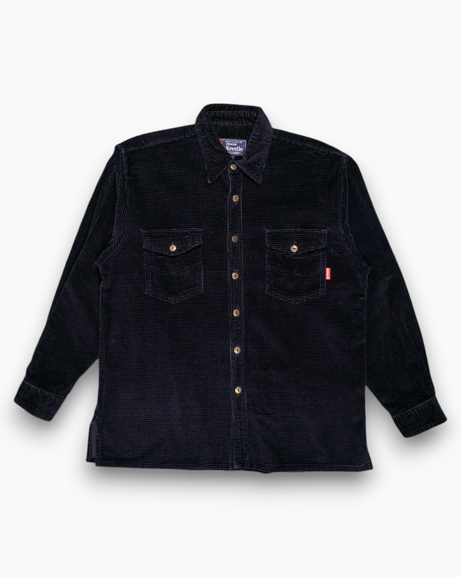 Front Vintage 90s Novelle Corduroy Shirt Jacket – Navy Boxy Overshirt