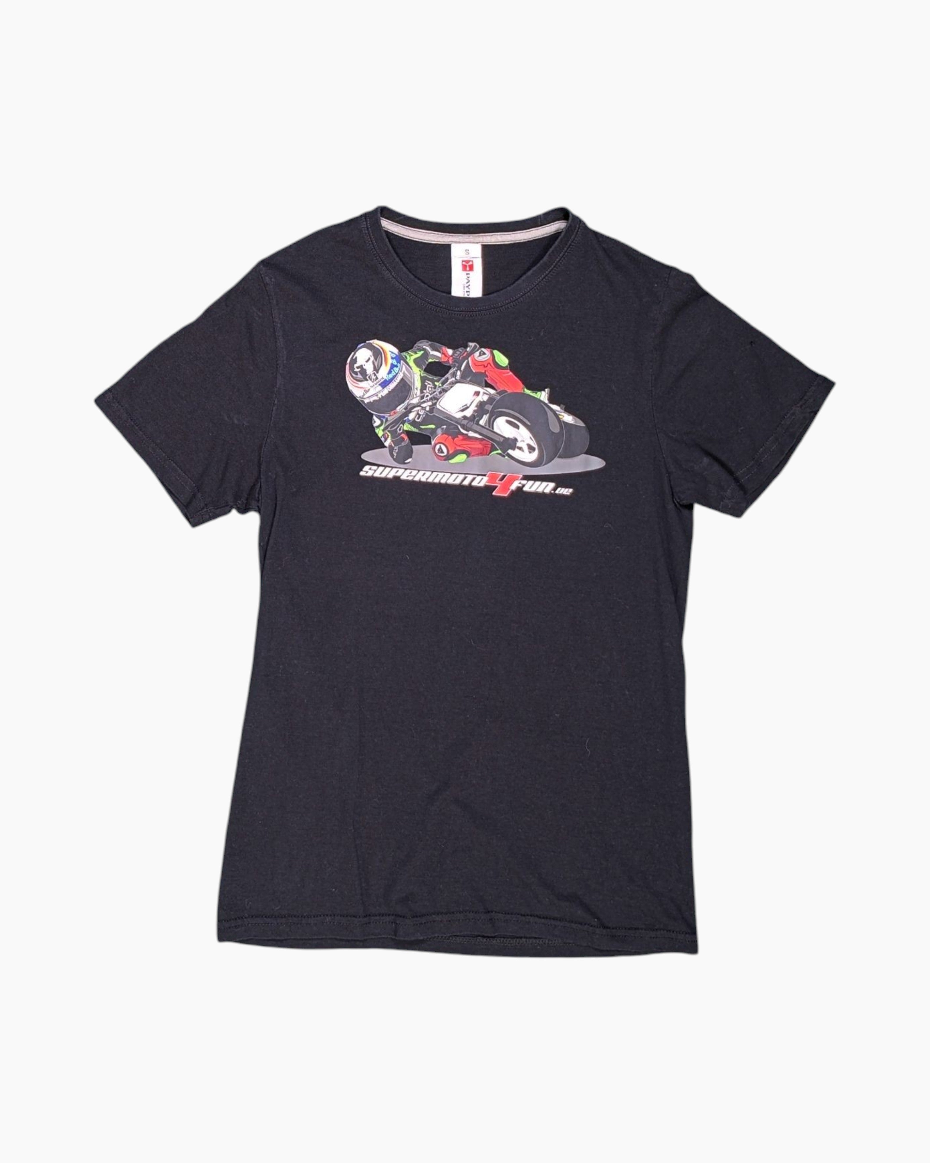 Front Pre-owned PAYPER Graphic T-Shirt – Black Motorcycle Print